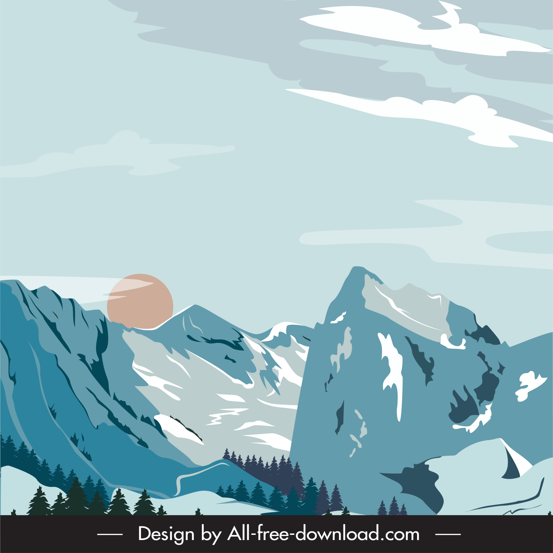 alps mountains scenery backdrop classical outline