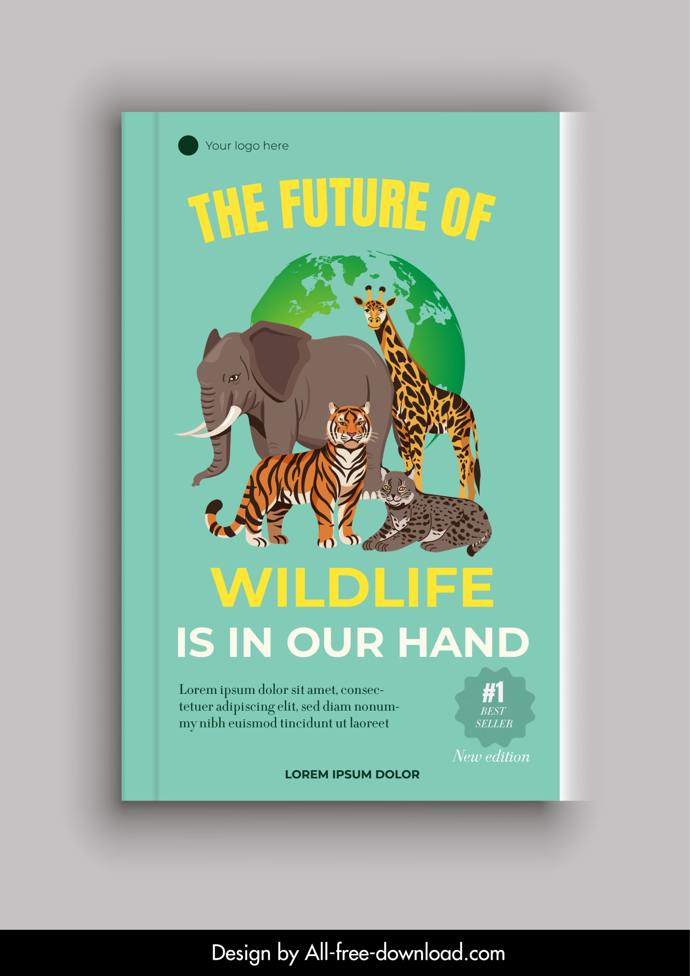 world wildlife book cover template animals species globe sketch