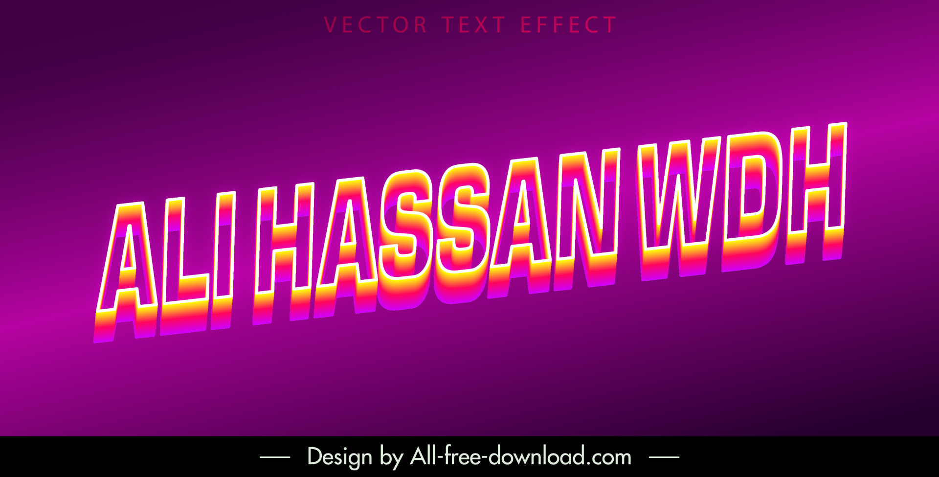 ali hassan wdh neon text effect elegant 3d decor