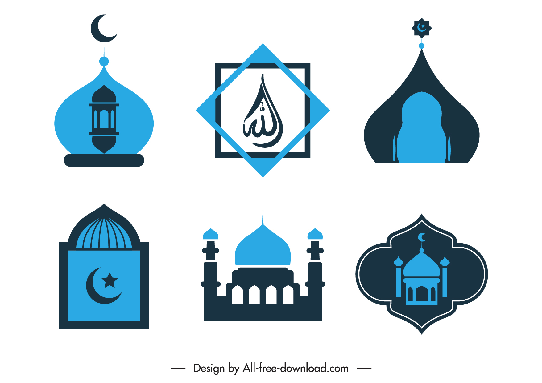 islam symbol logotypes flat classical shapes sketch