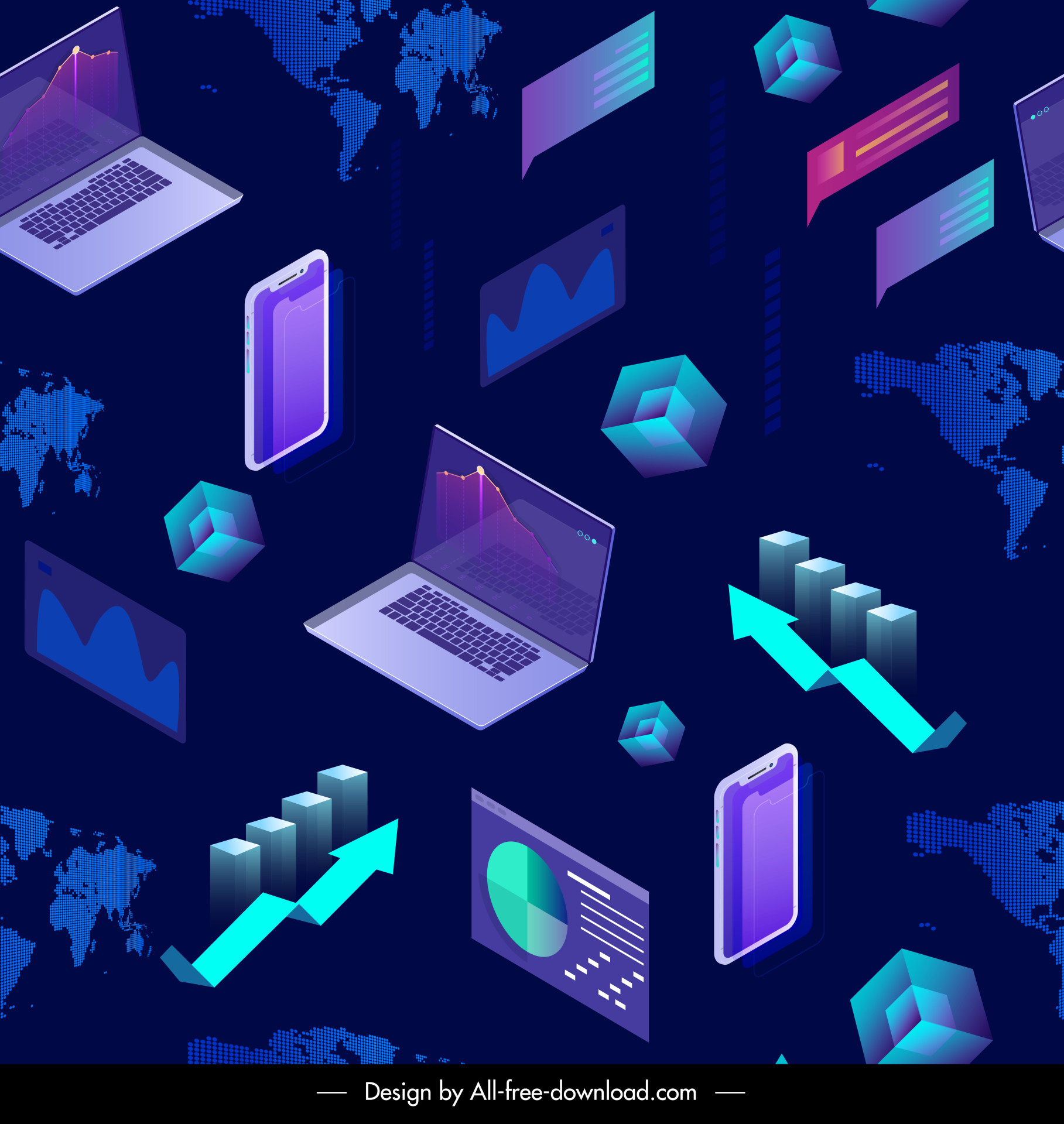 forex trading pattern 3d repeating business elements sketch