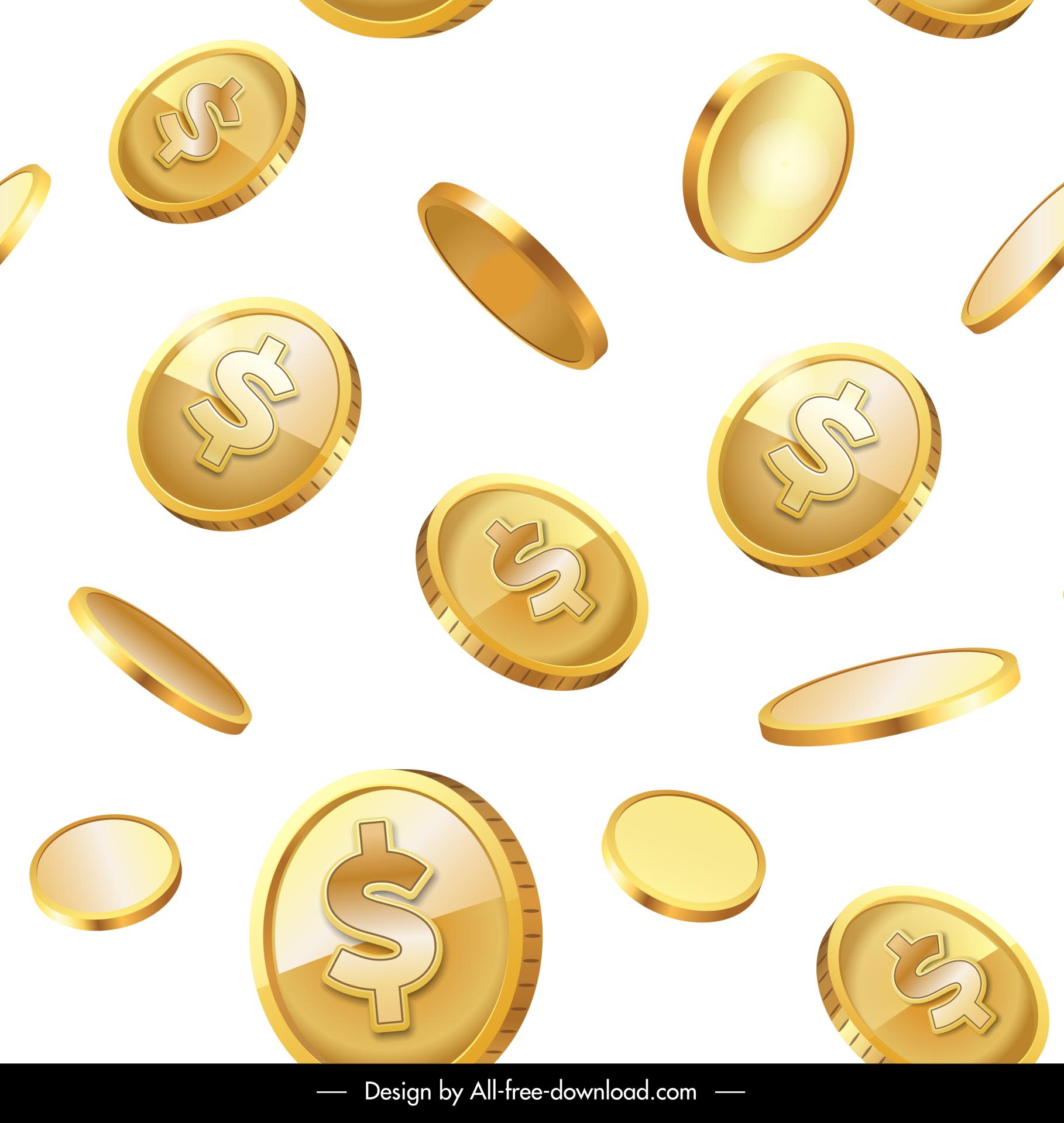 coins falling pattern modern 3d dynamic design