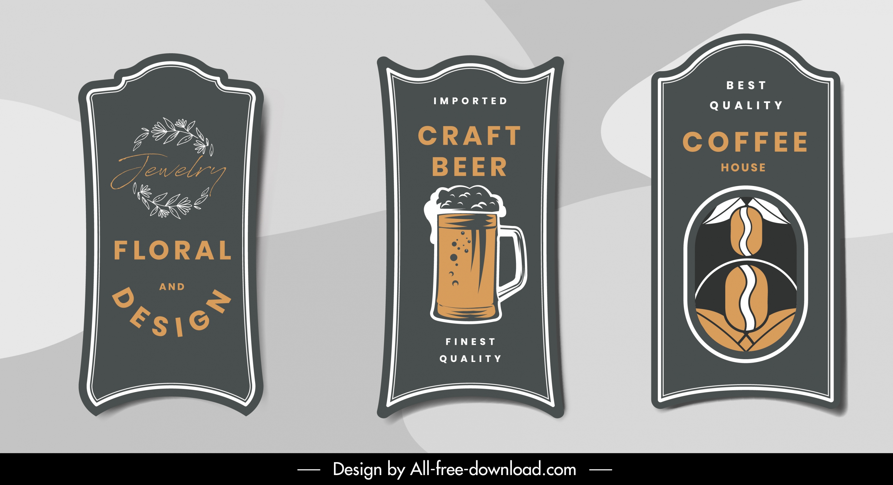 product label templates elegant dark classic vertical shapes