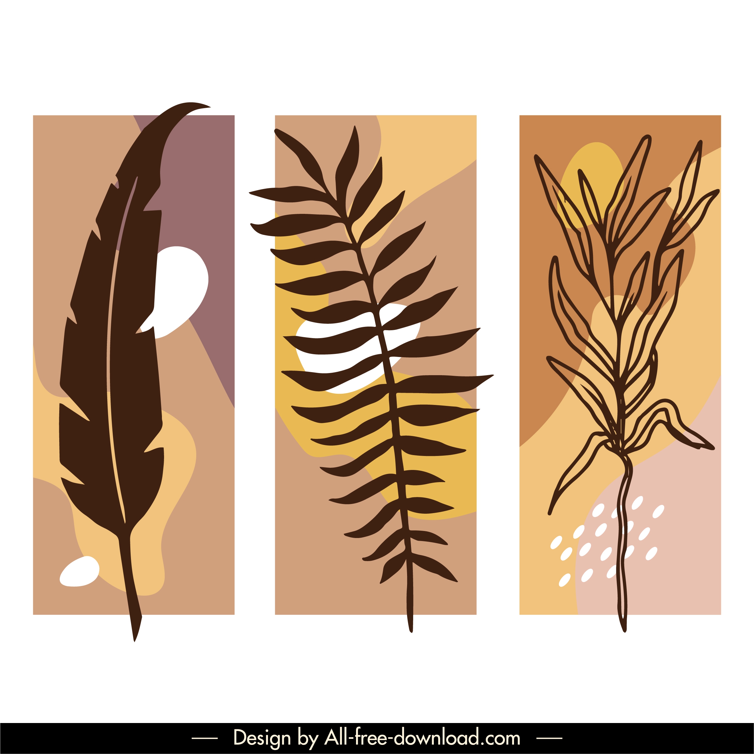 leaf painting templates flat retro handdrawn design