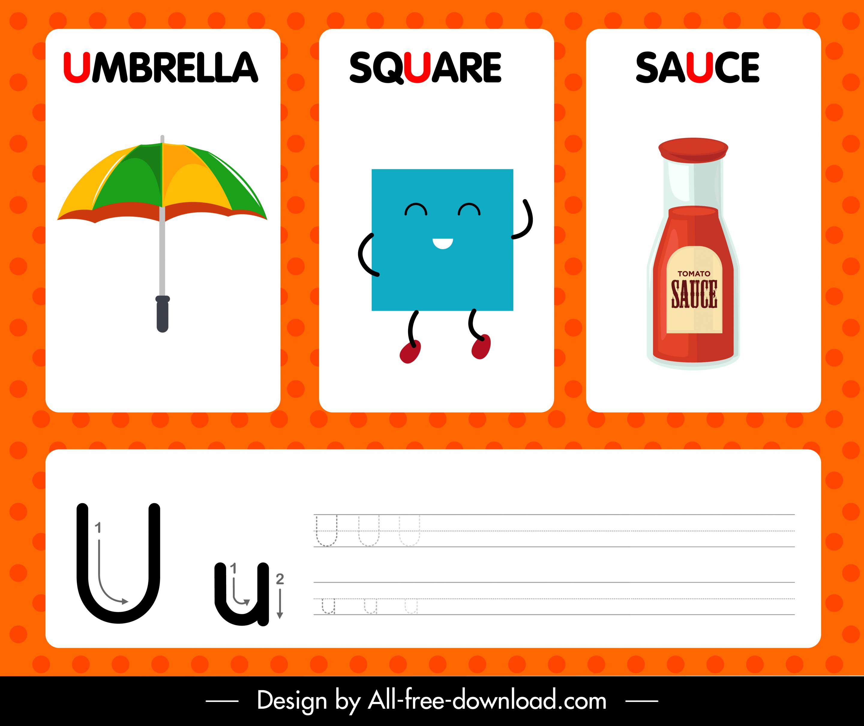 u alphabet education template colorful modern design