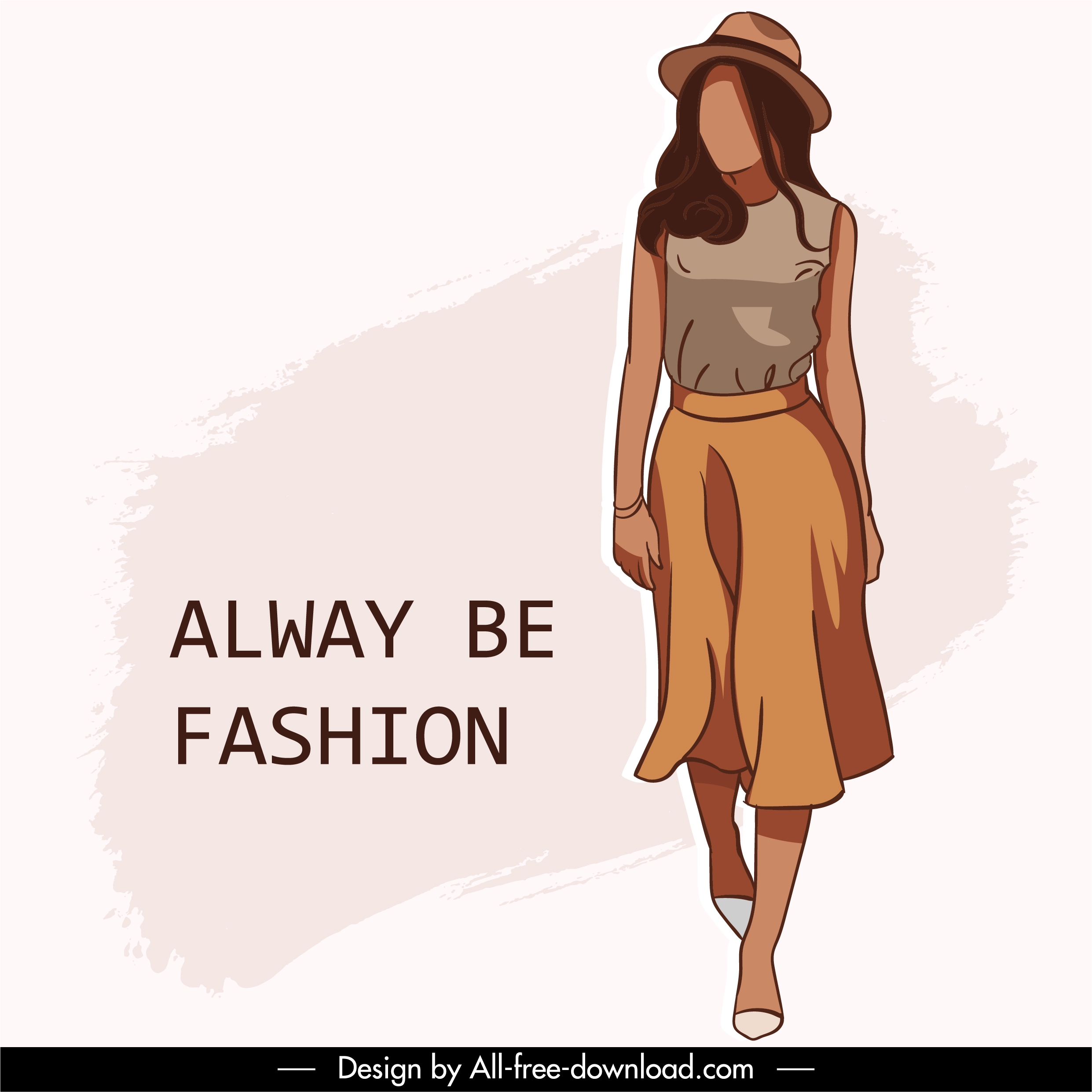 fashion banner young lady sketch handdrawn cartoon