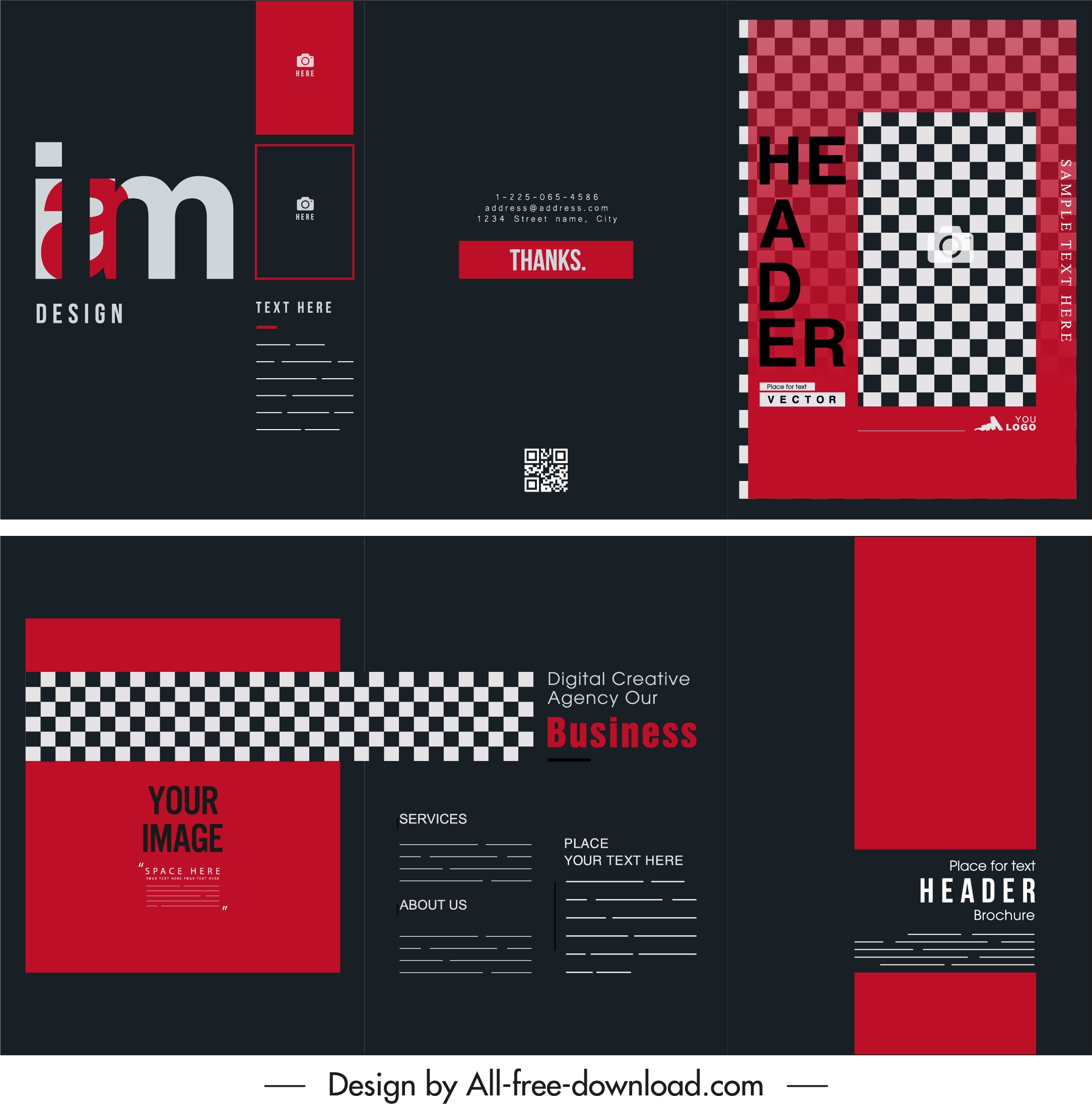 brochure template elegant modern red black decor