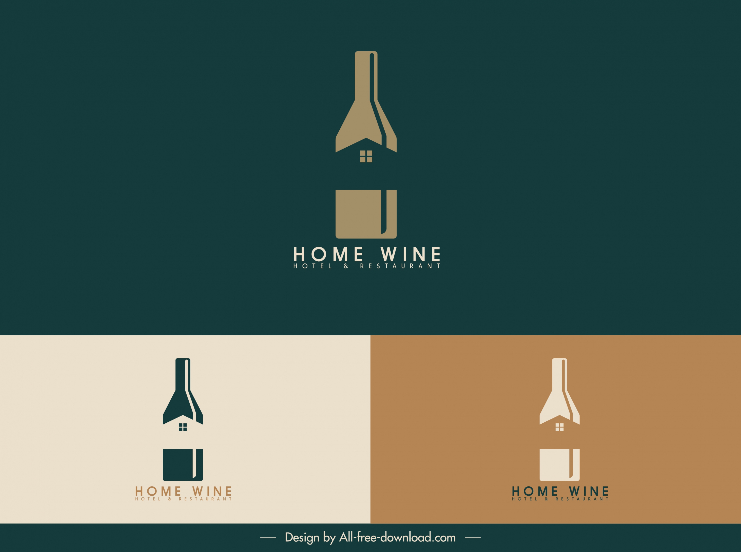 home wine logo template colored flat sketch