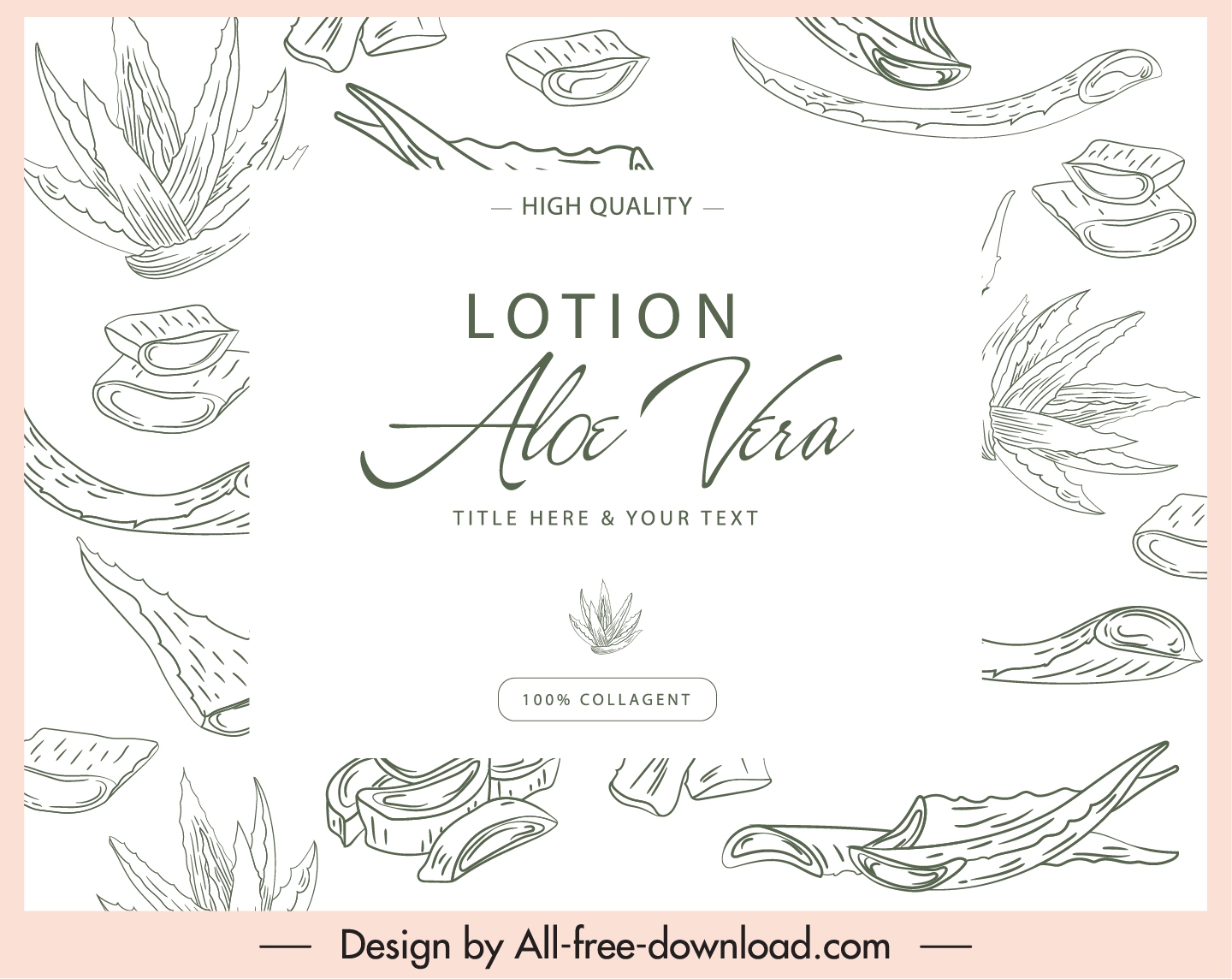 aloe vera cosmetic label classic handdrawn decor