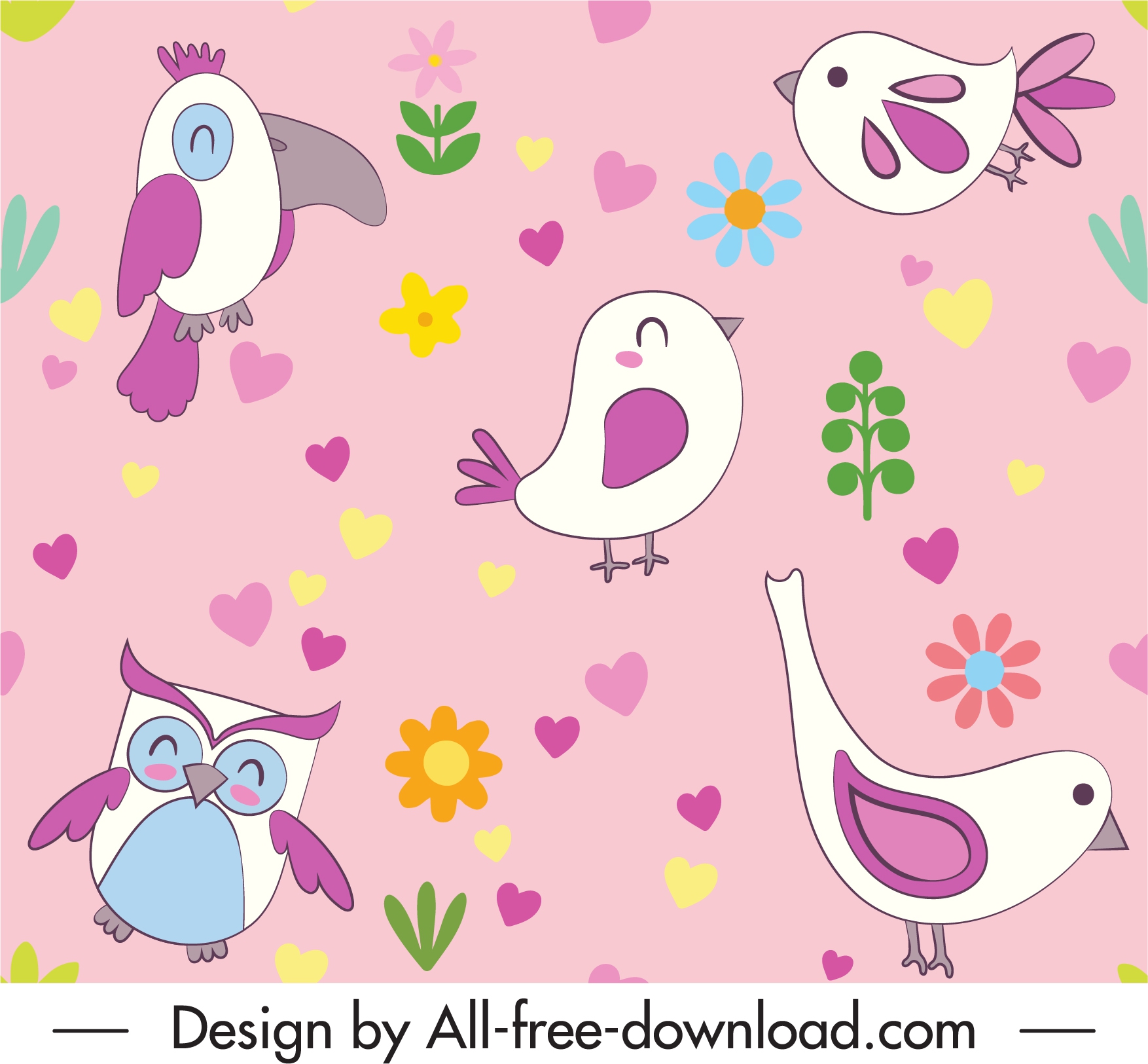 birds pattern colorful bright flat decor