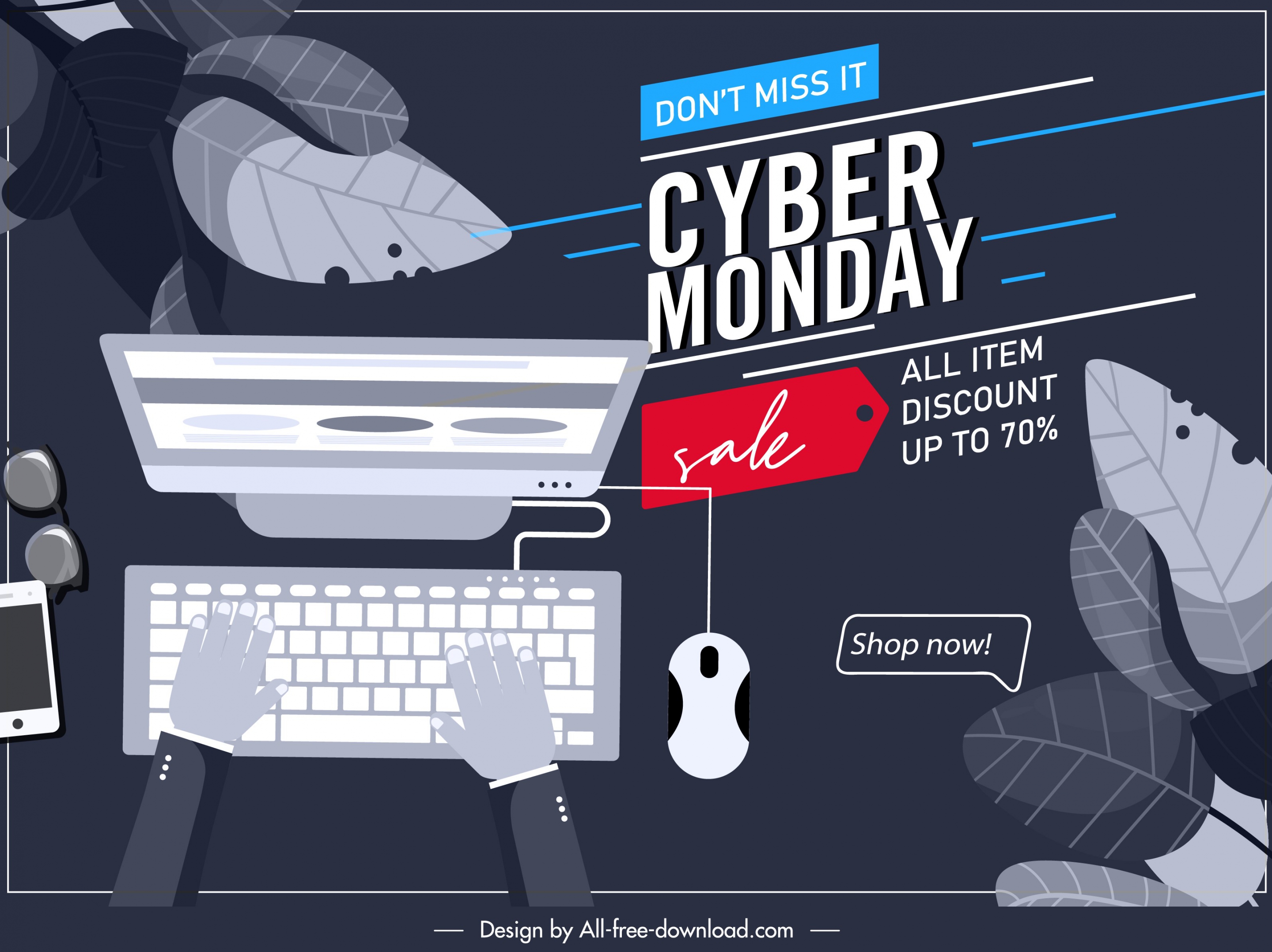 cyber monday poster dark grey decor ecommerce sketch