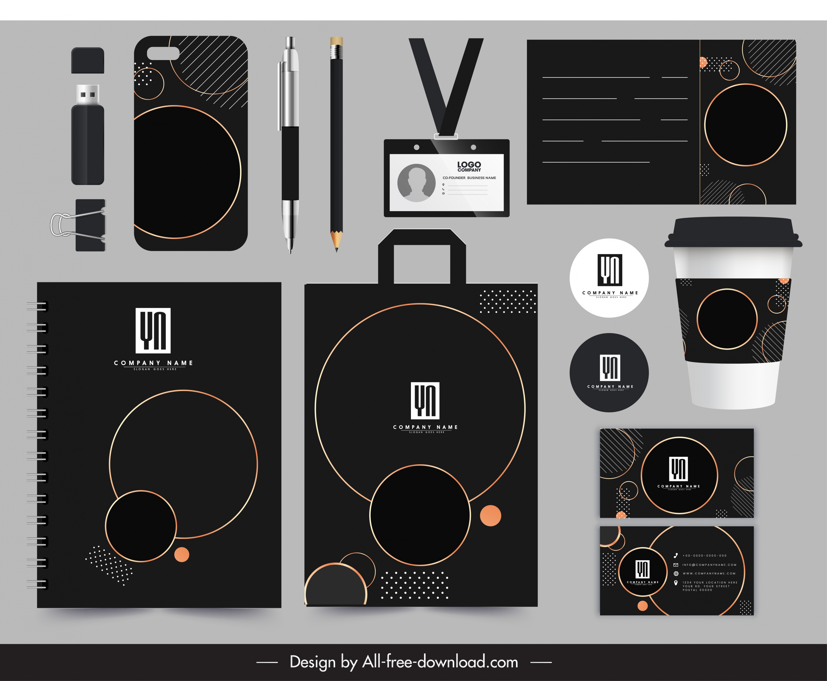 corporate brand identity sets elegant dark texts decor