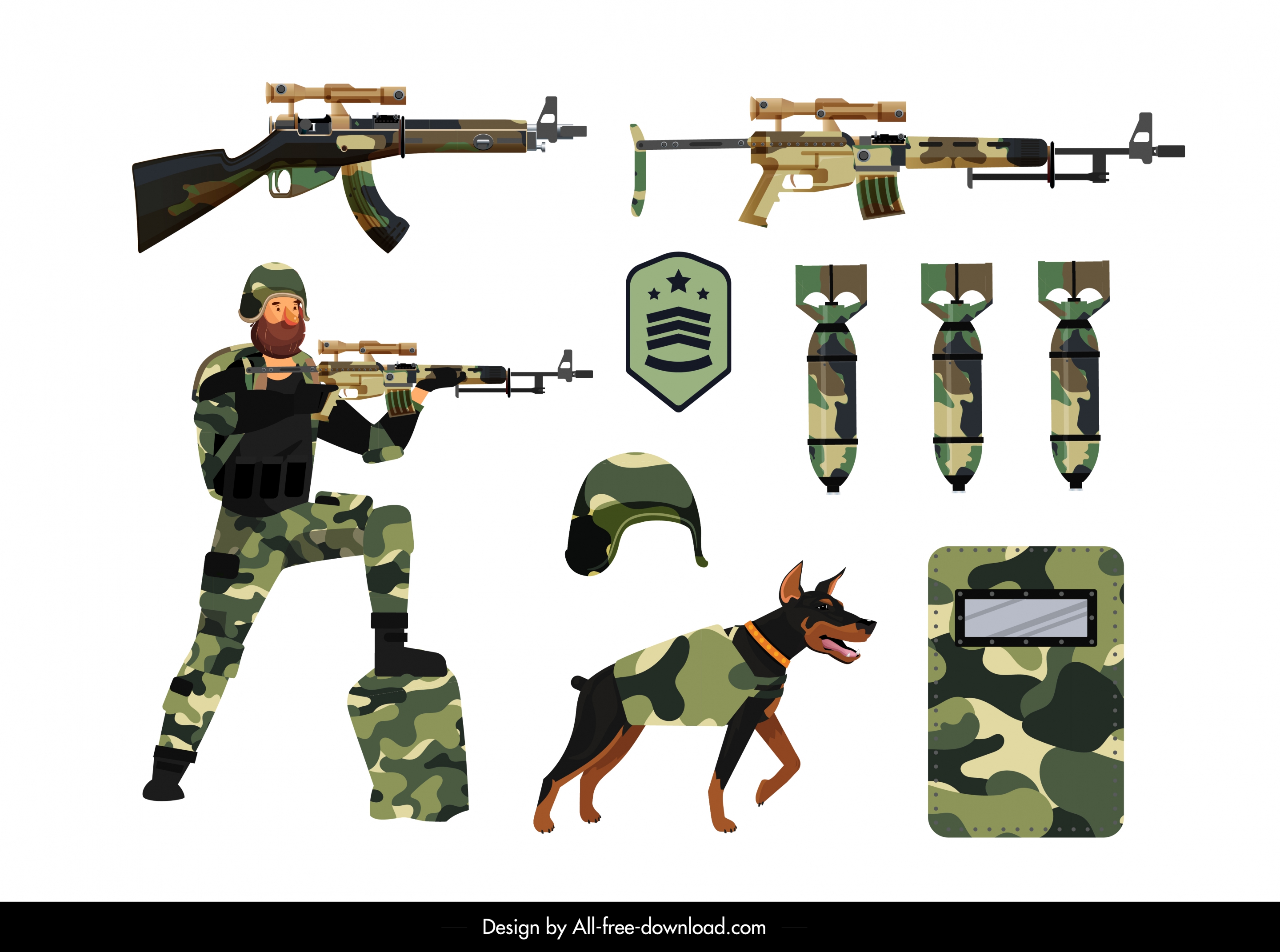 army equipment design elements camouflaged decor