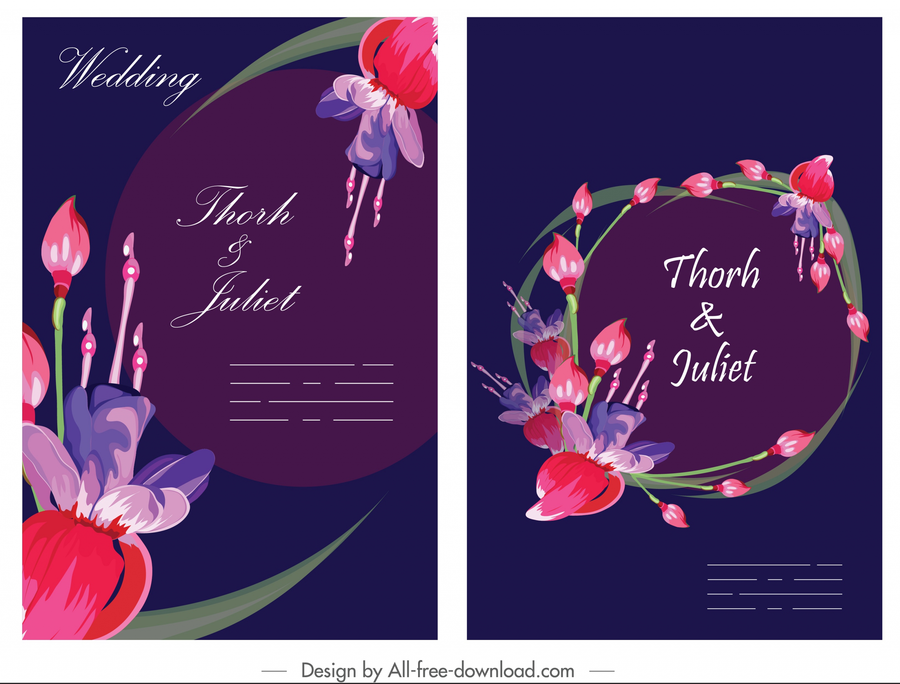 wedding banner template dark colorful elegant petals decor