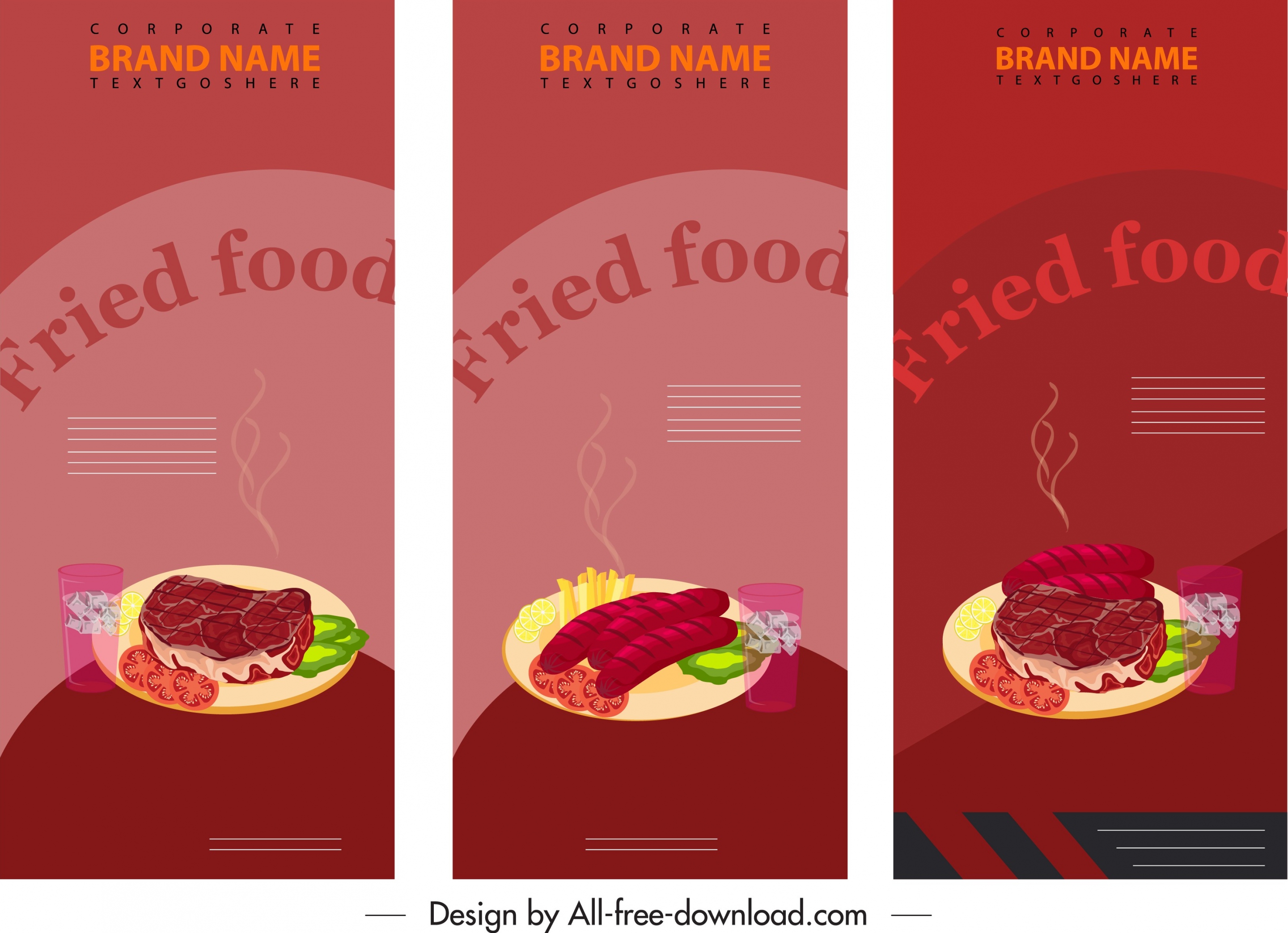 fast food banner templates dark colorful vertical design