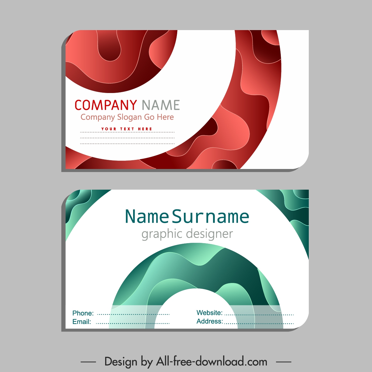 name card template modern flat deformed curves decor