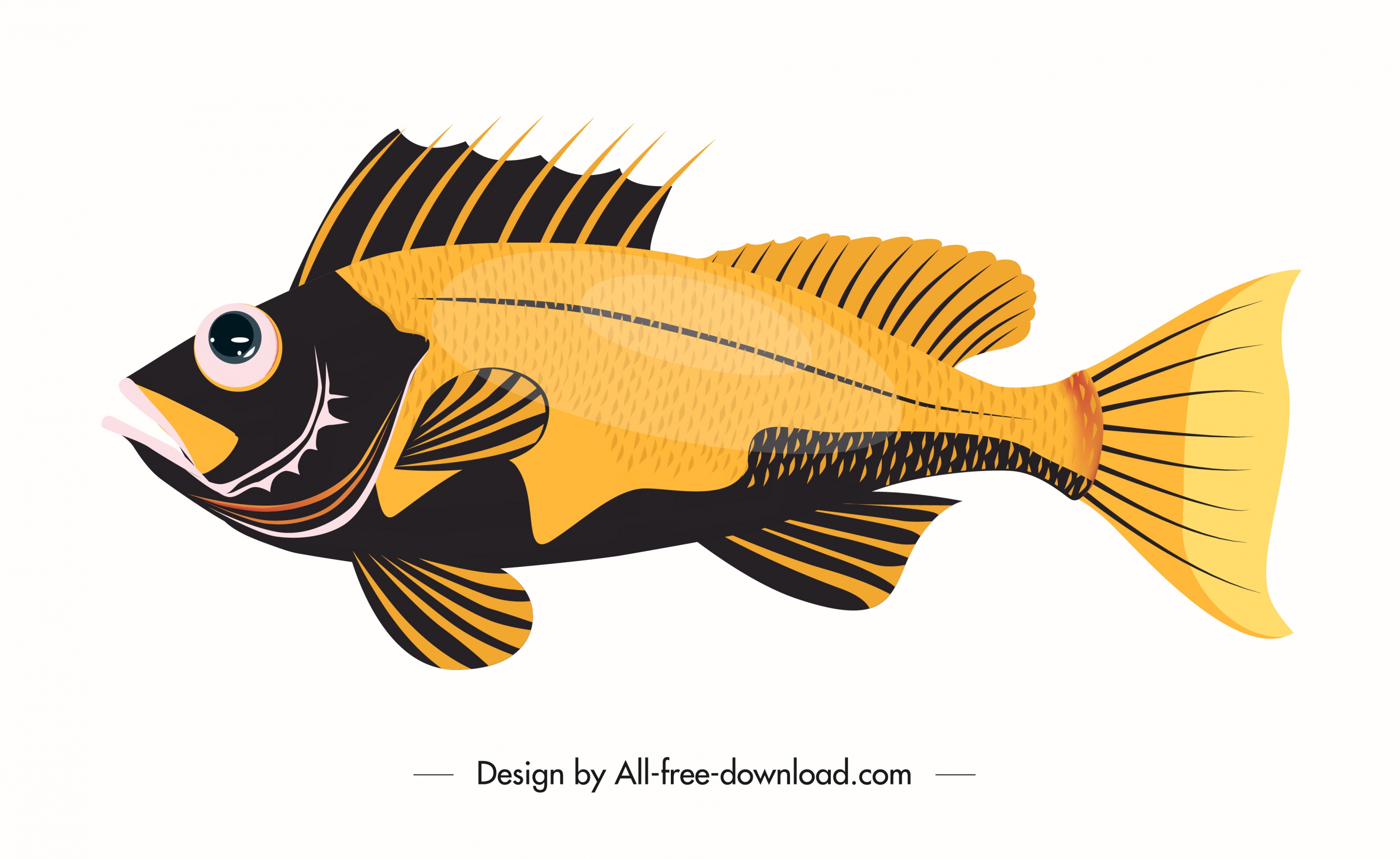 sea fish icon black yellow decor