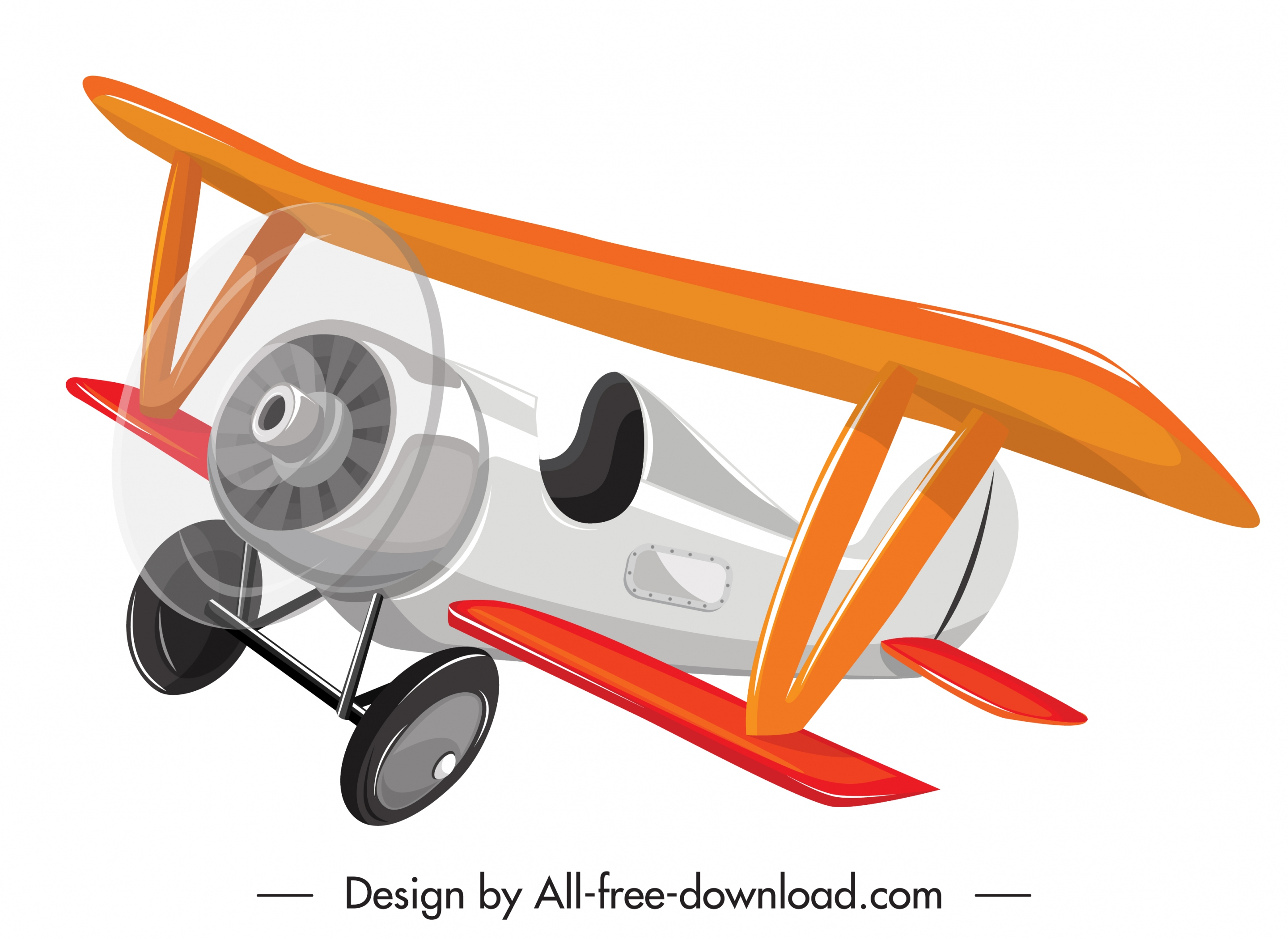 vintage airplane icon colorful 3d flying sketch