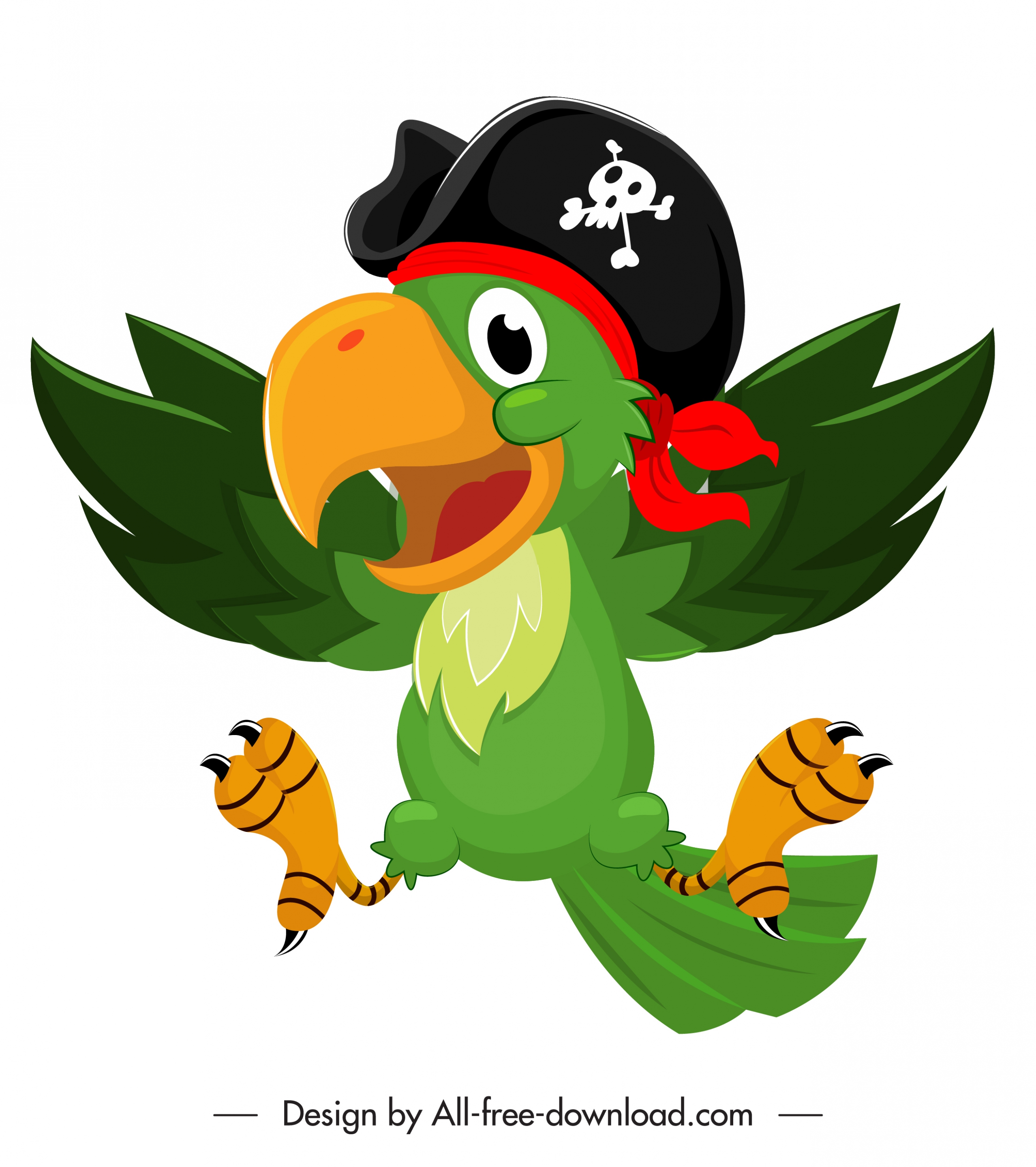 pirate parrot icon colorful funny cartoon sketch