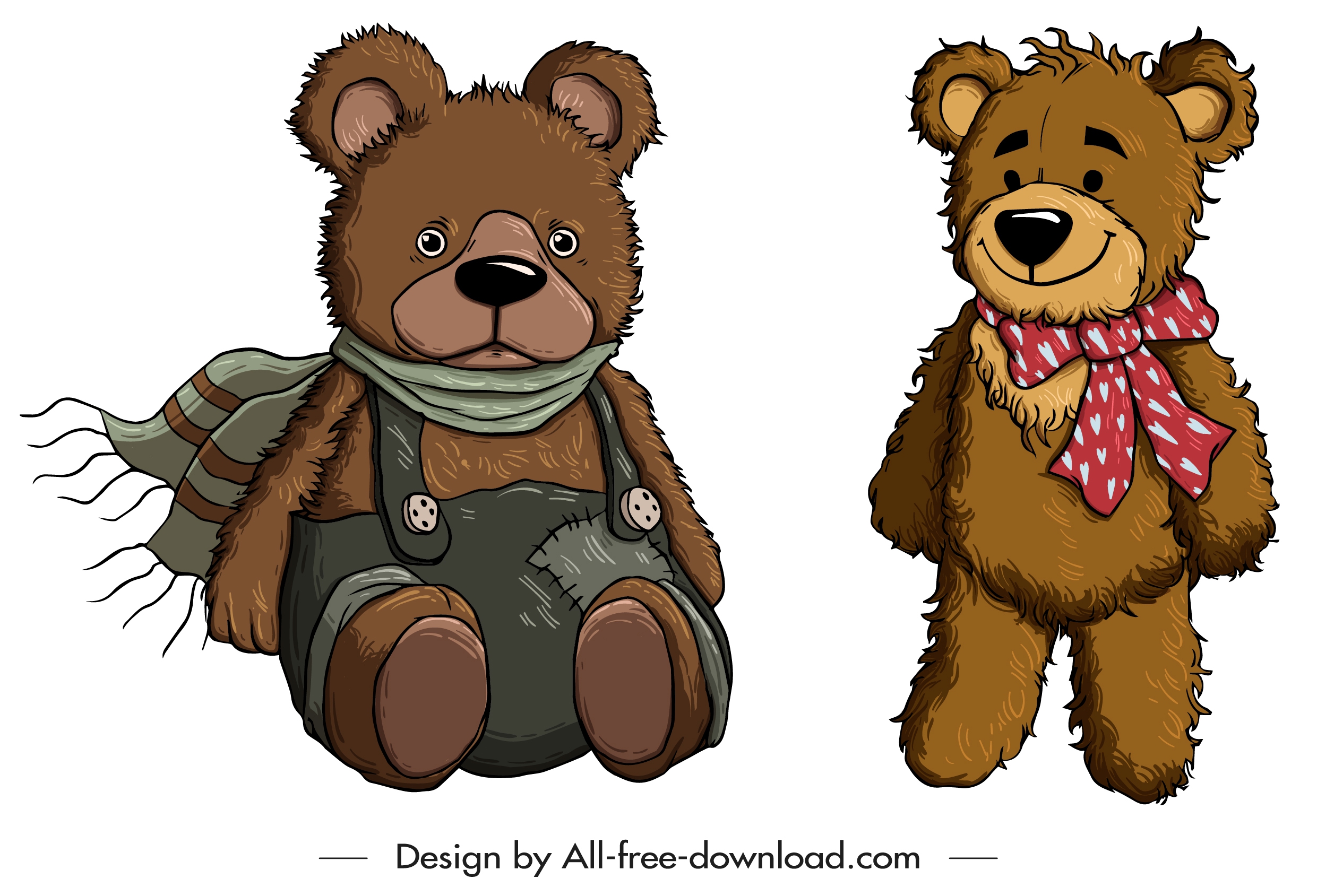 teddy bear icons winter costume decor cute cartoon