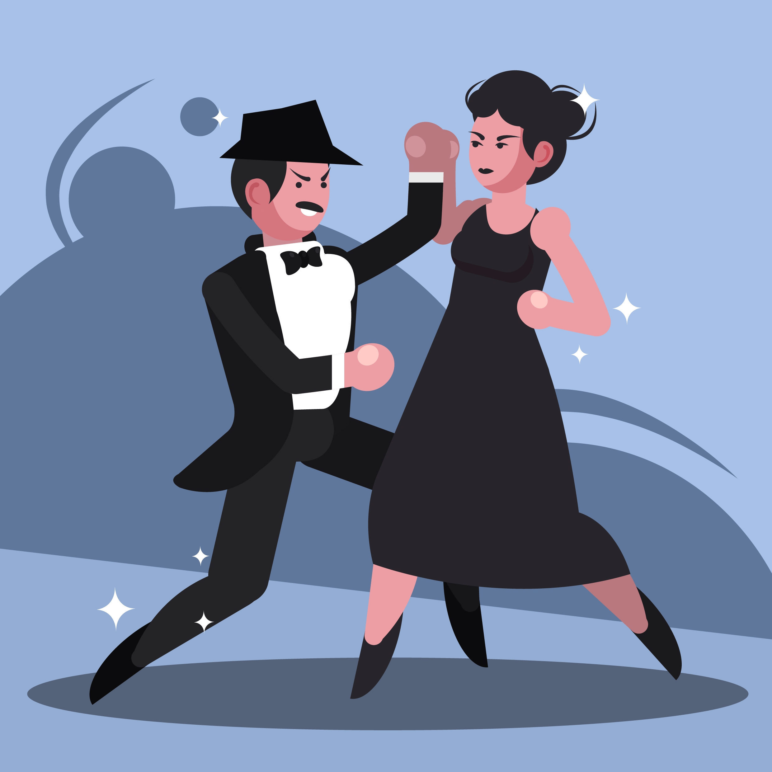 dance painting elegant couple icon cartoon design