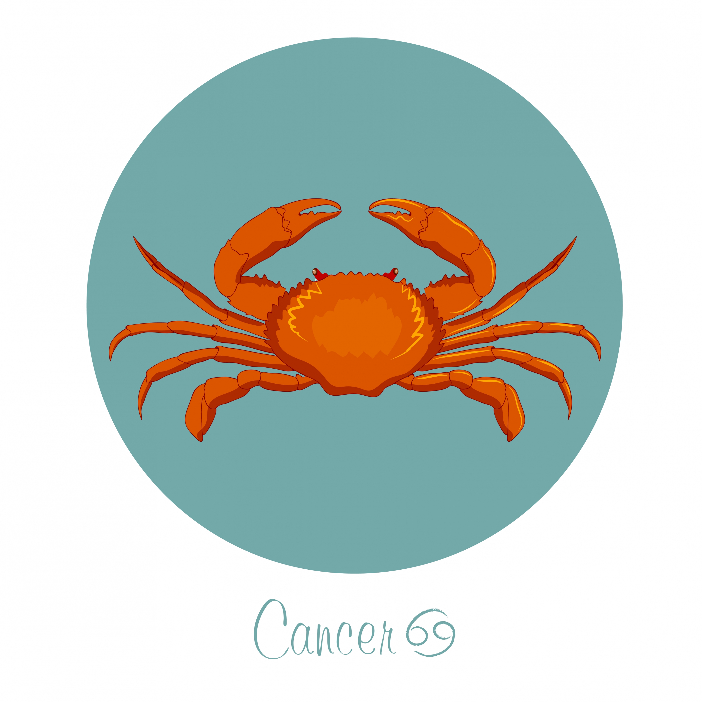 cancer zodiac sign icon colored crab decor