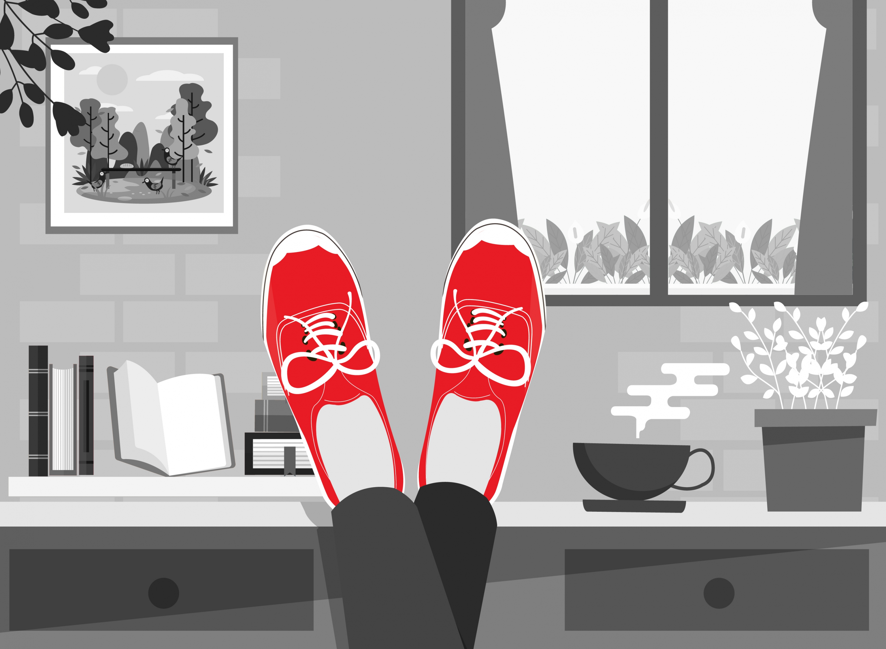 shoes advertising red ornament cartoon design