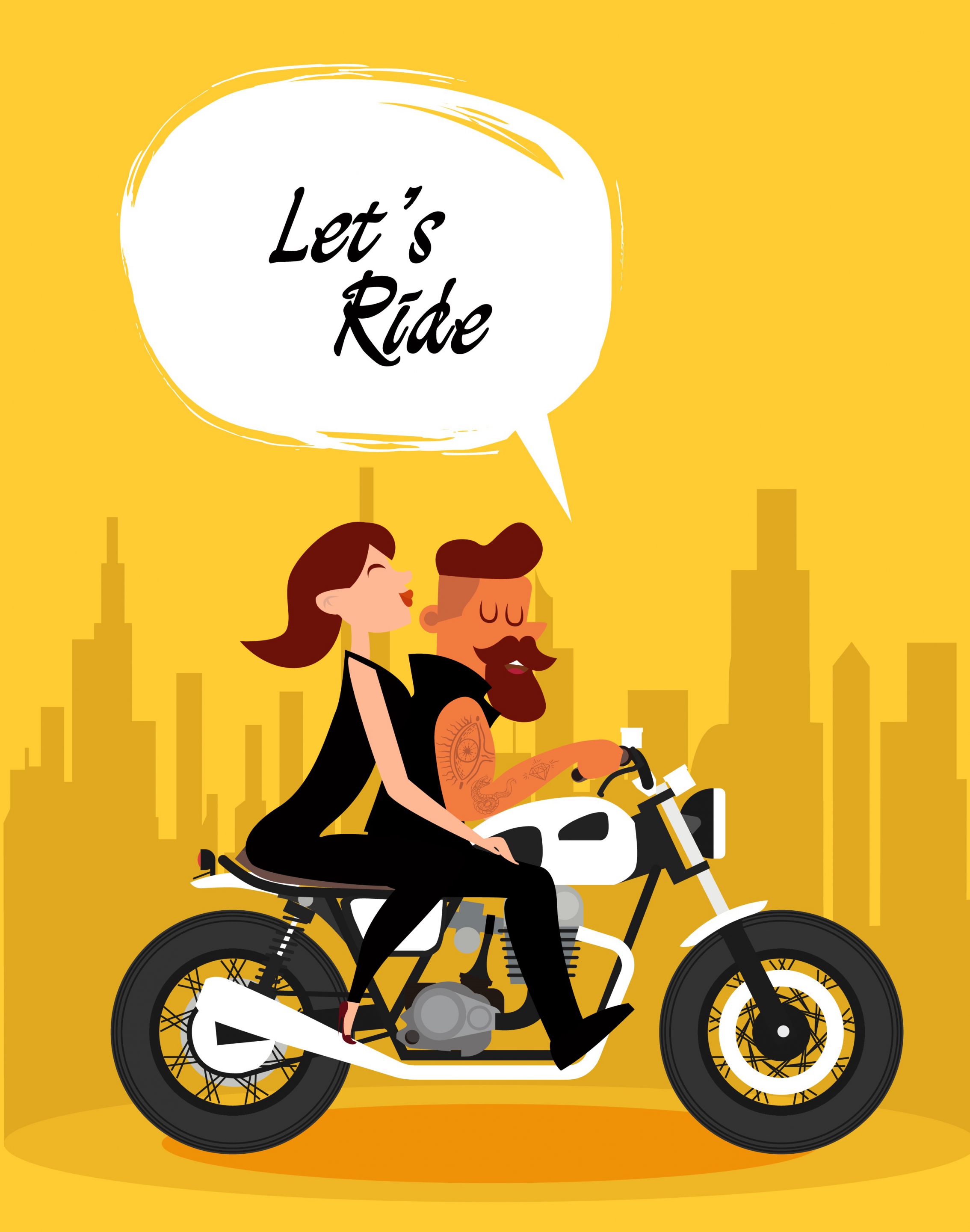 lifestyle background couple riding motorbike icon cartoon design