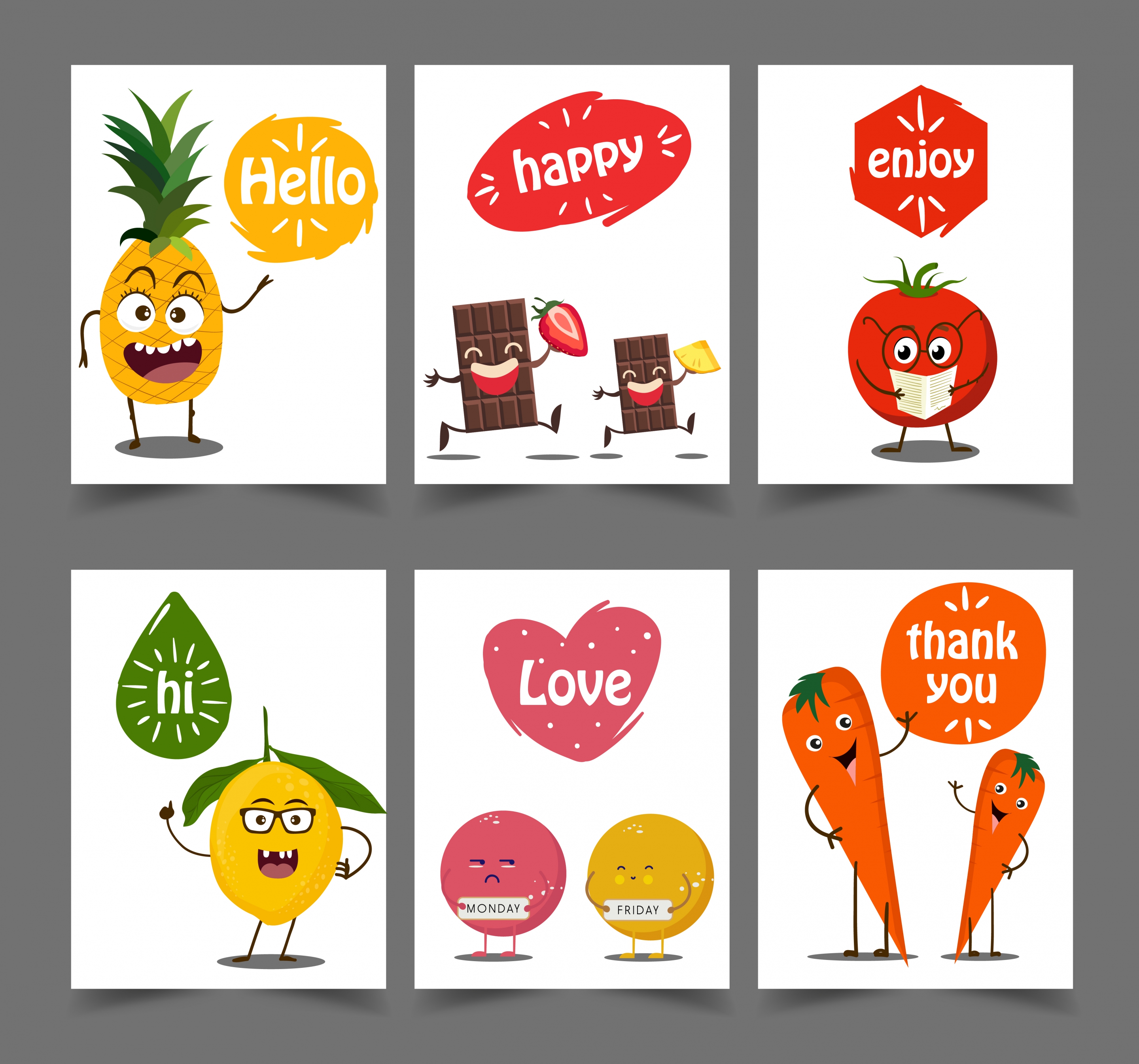 message banner templates cute fruit icons stylized design