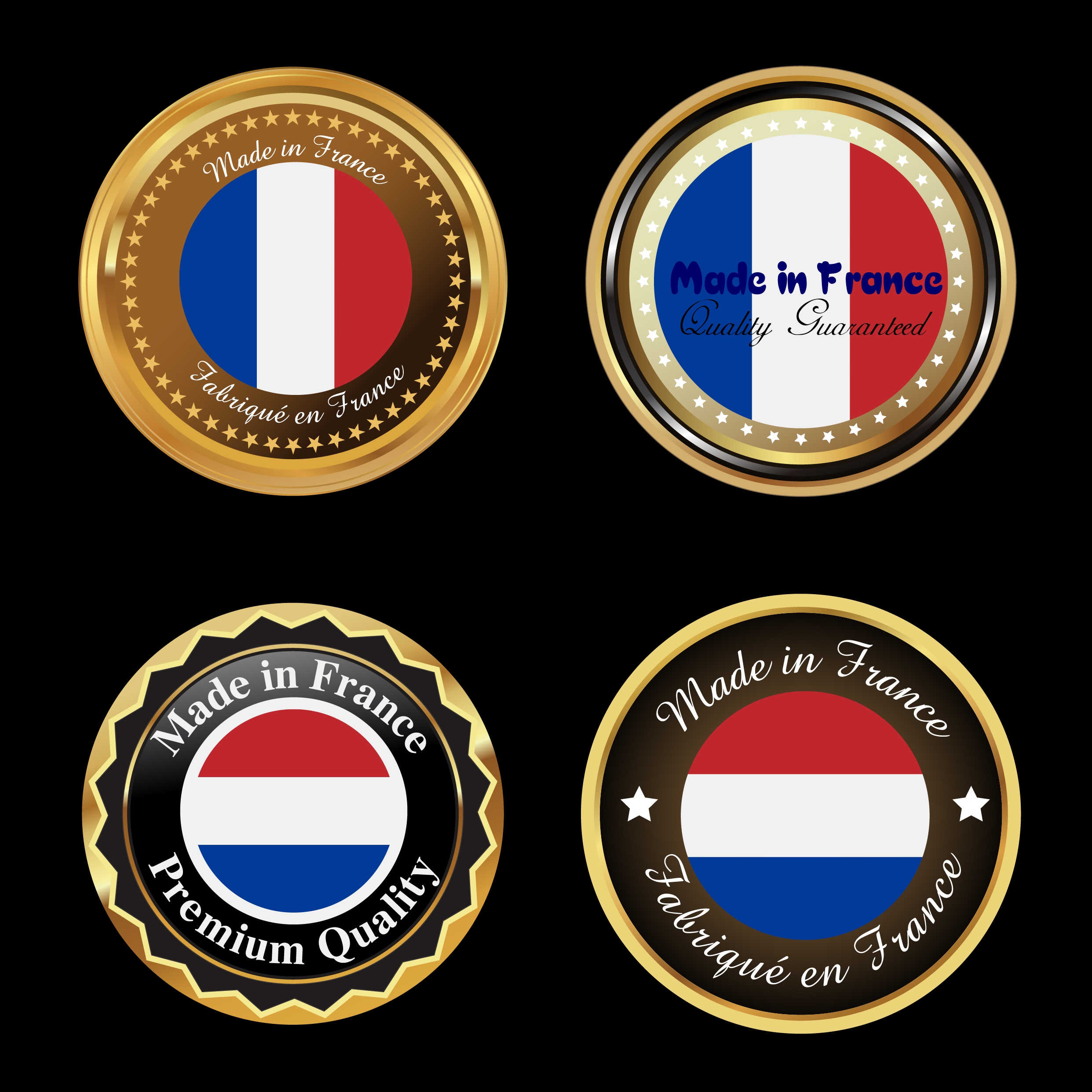 france medals collection flag design shiny golden circles