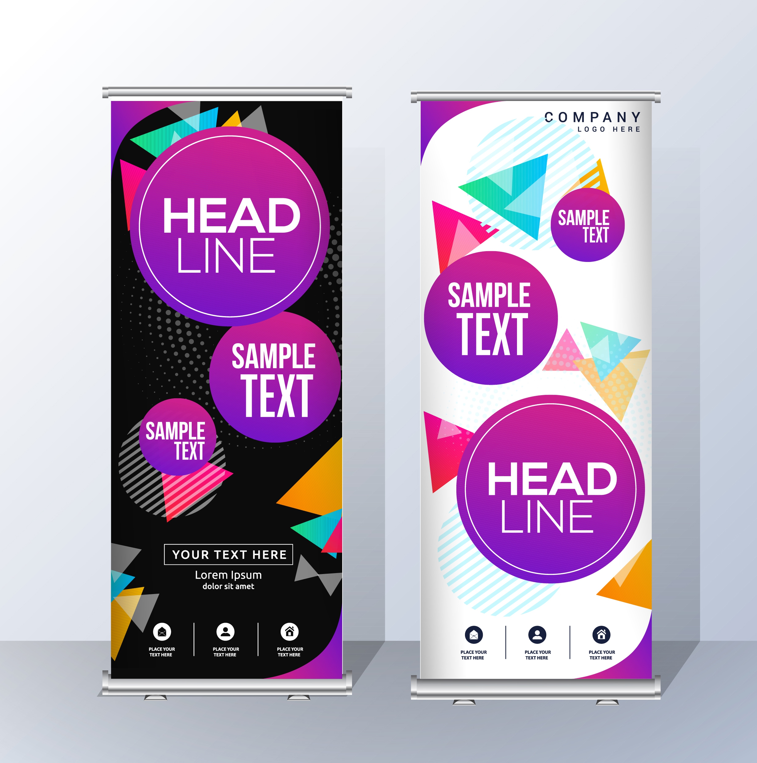 banner templates modern colorful decor vertical roll design