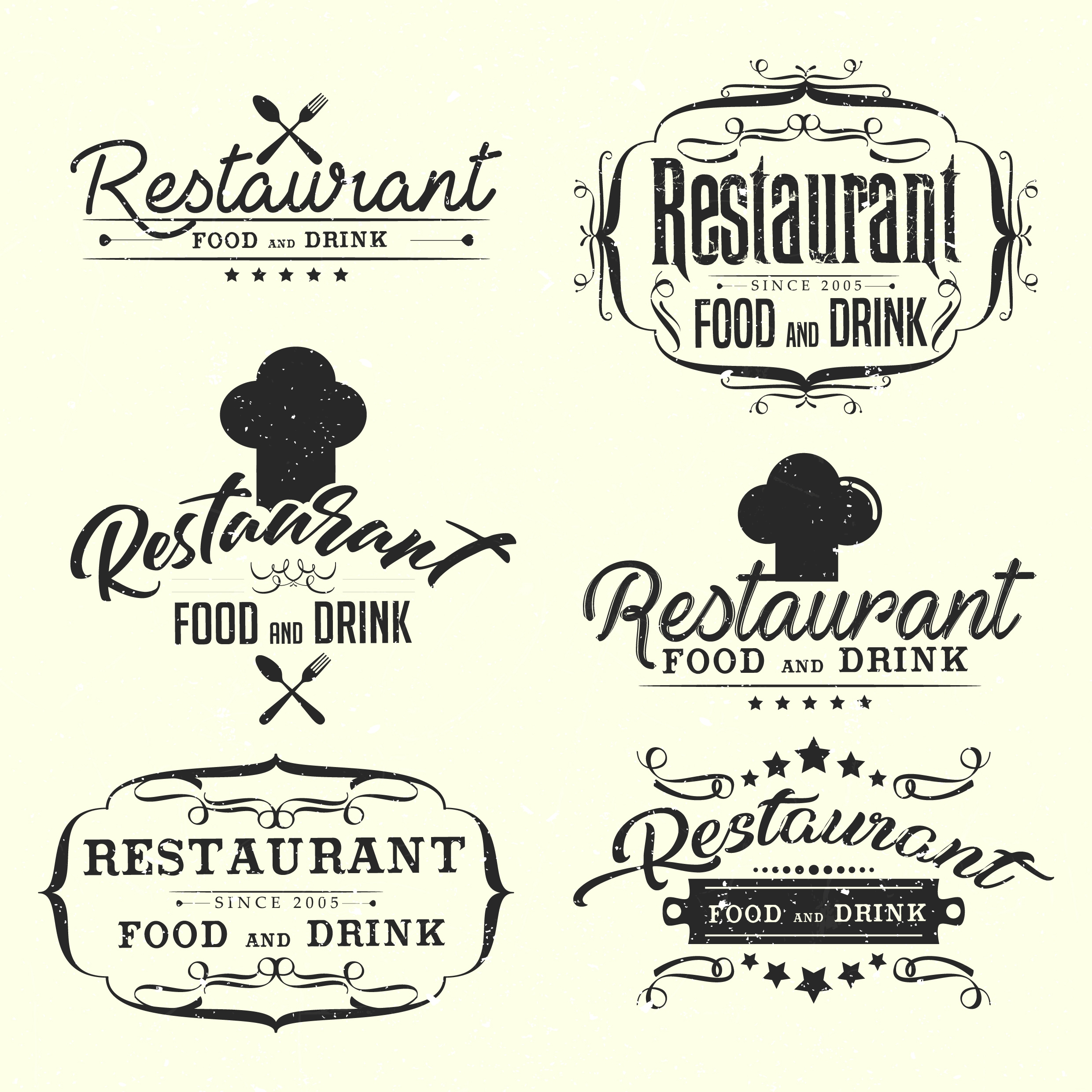 restaurant logotypes classical black white decor