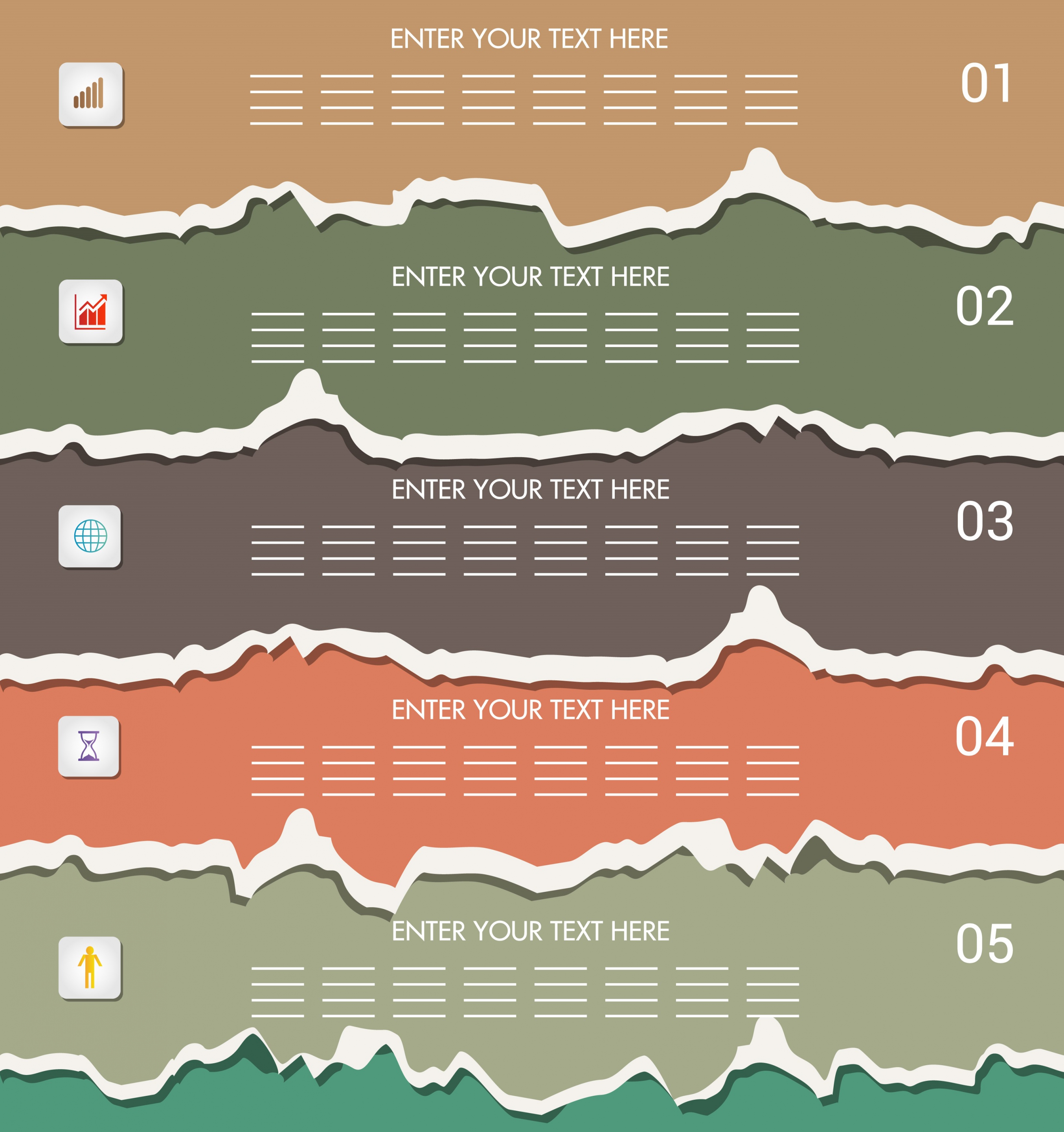 infographic design elements multicolored torn paper decor