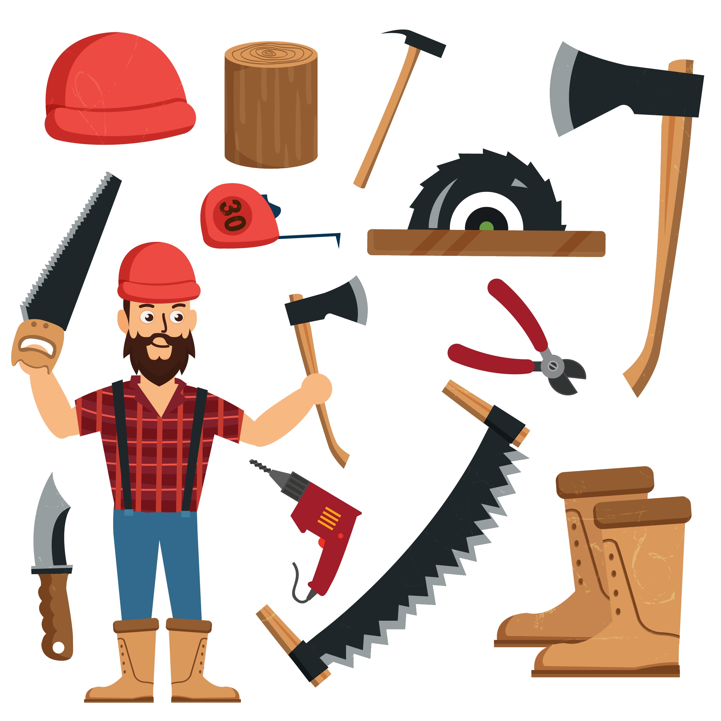 timber work design element male tools icons