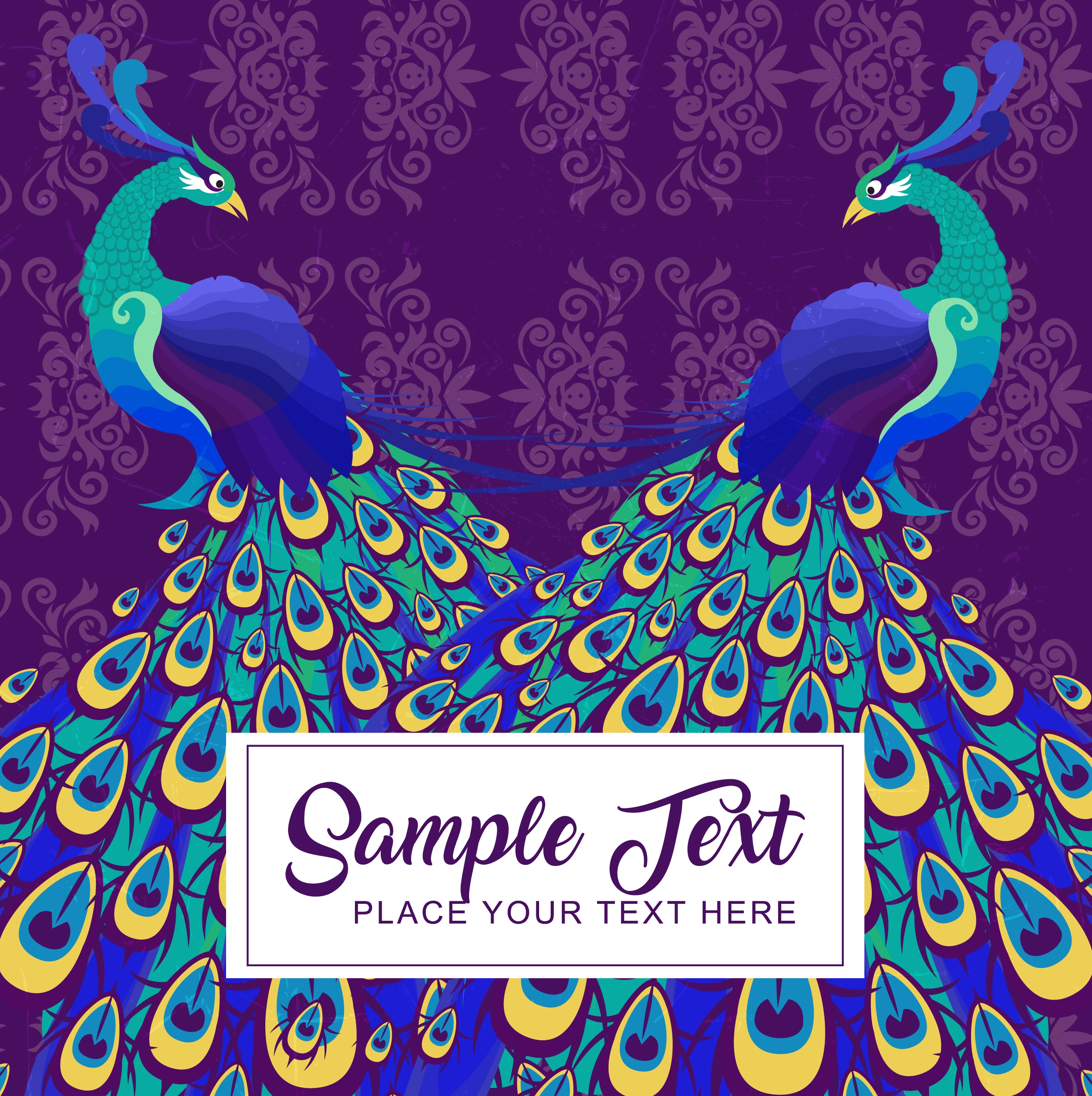 peacock couple backdrop multicolored classical design