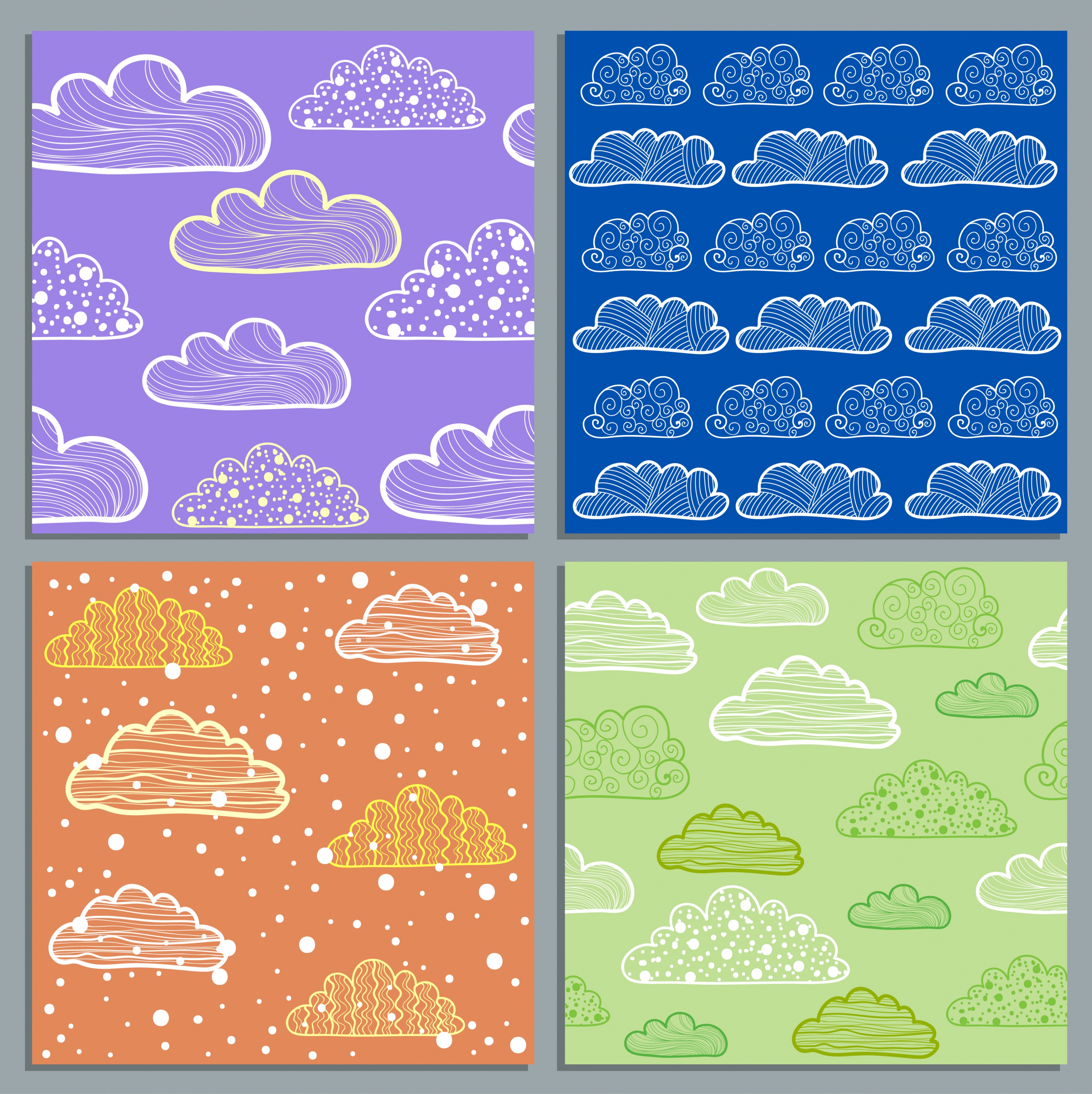 clouds background templates blue violet green orange design