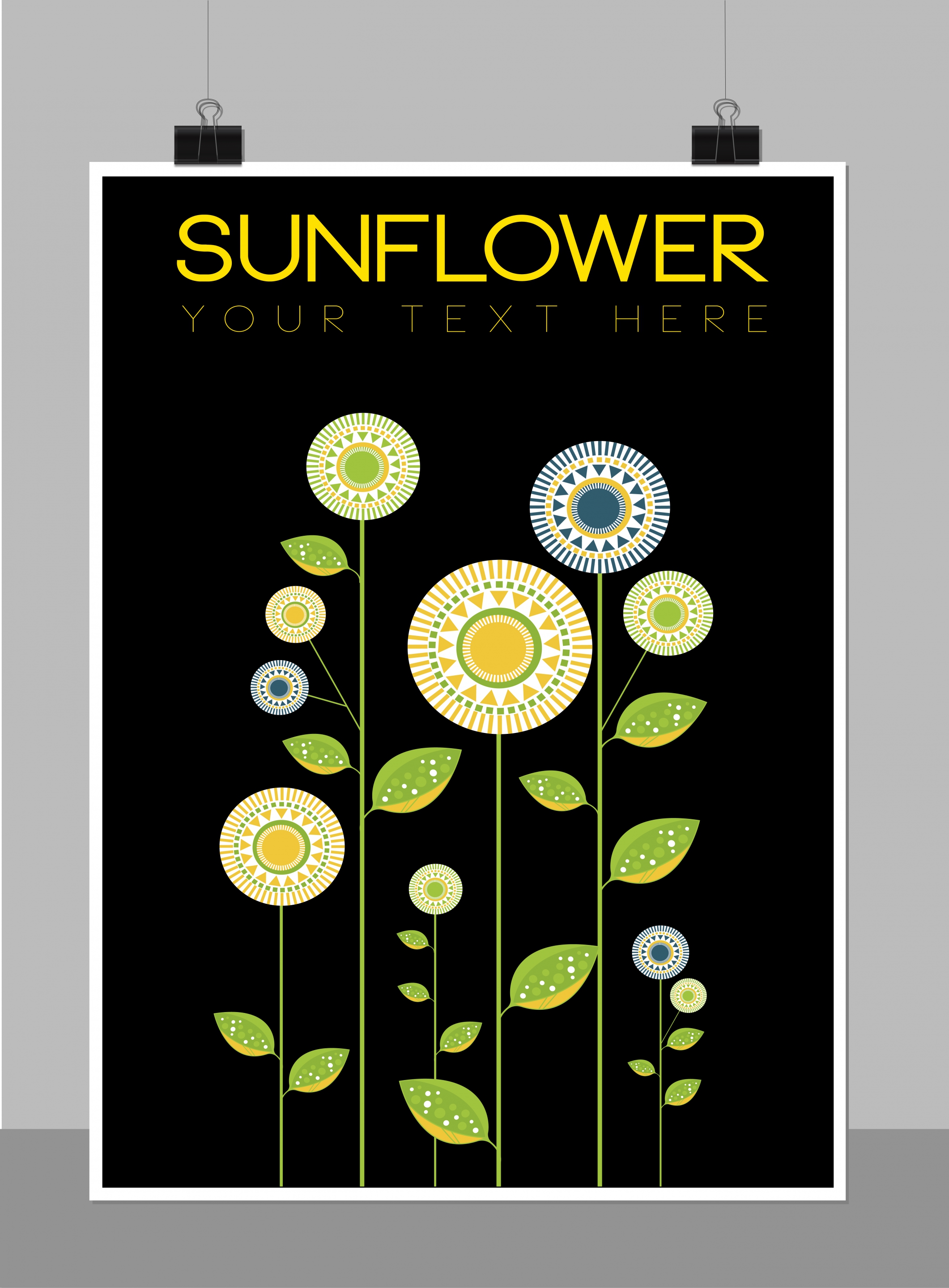 sunflower background circles green leaf decor dark backdrop