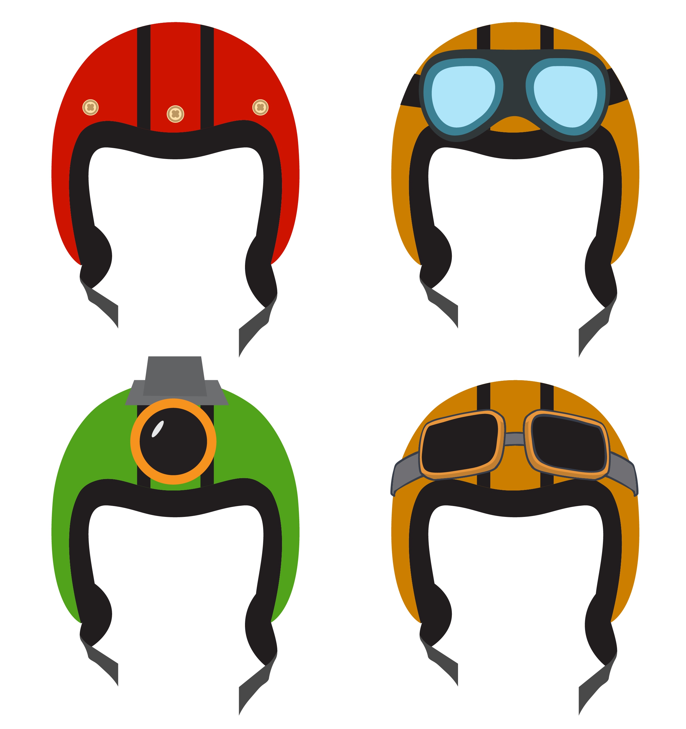 pilot helmet icons various colored design