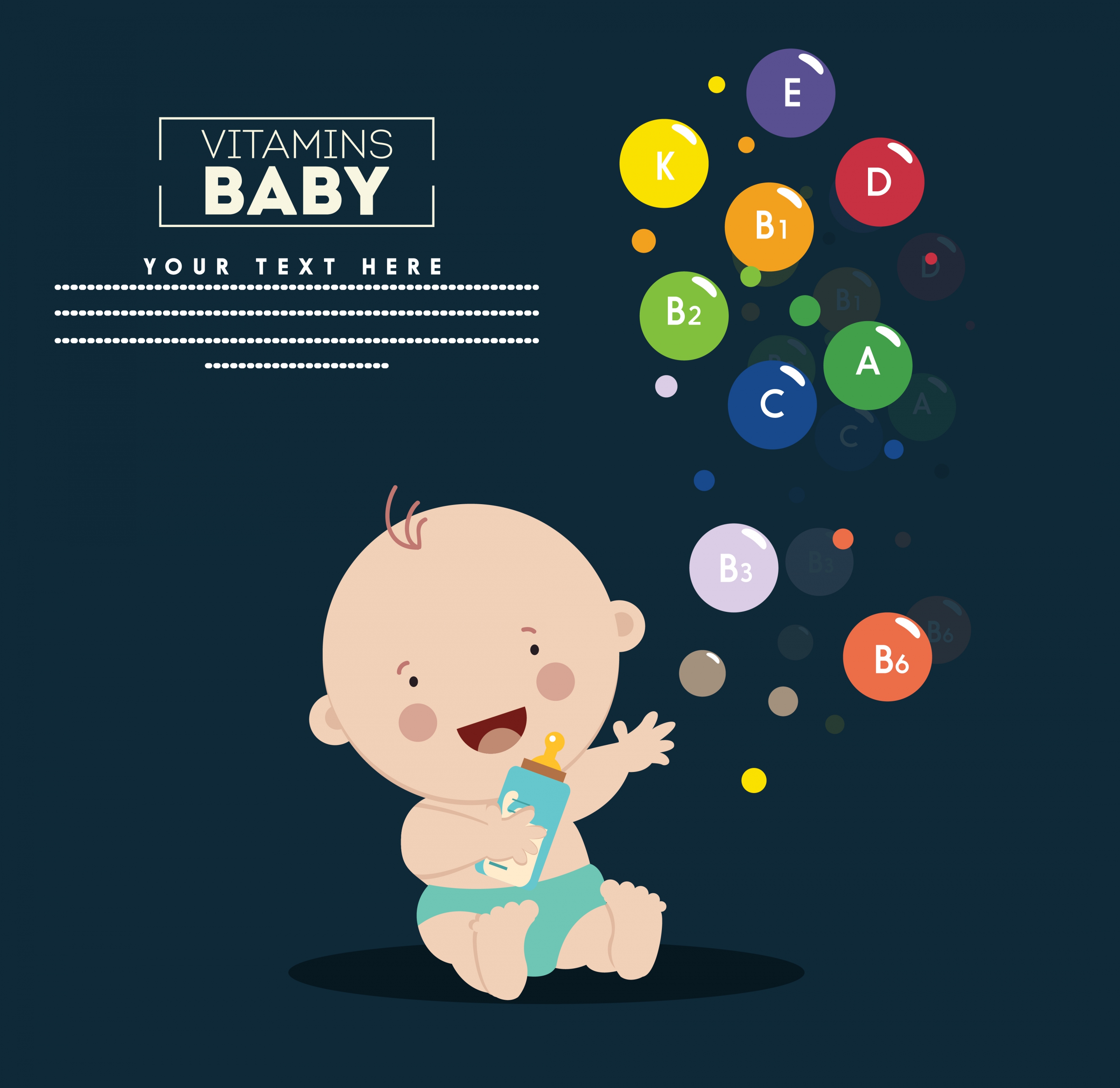 vitamin promotion poster baby colorful circles icons decor