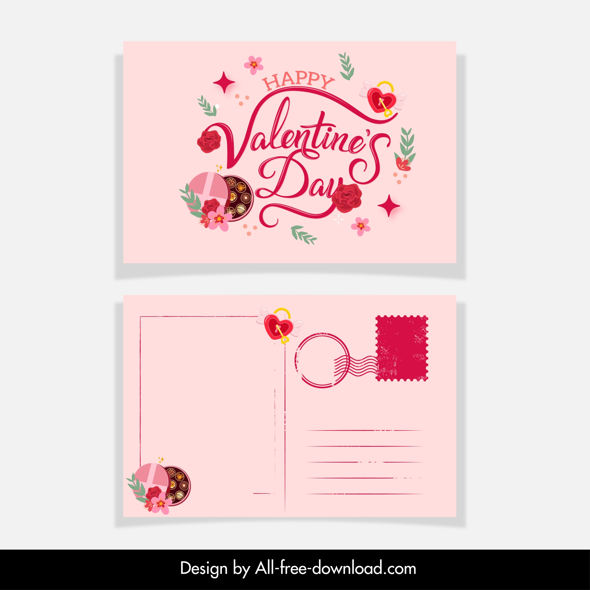 valentines day postcard template elegant decor