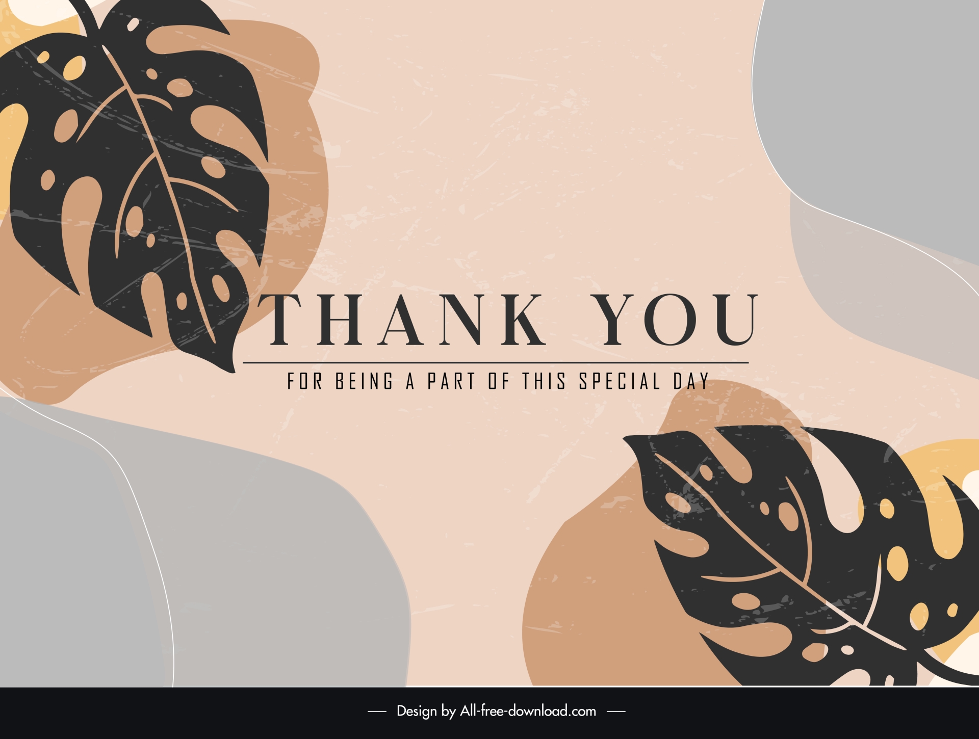 thank you card template flat vintage leaf decor