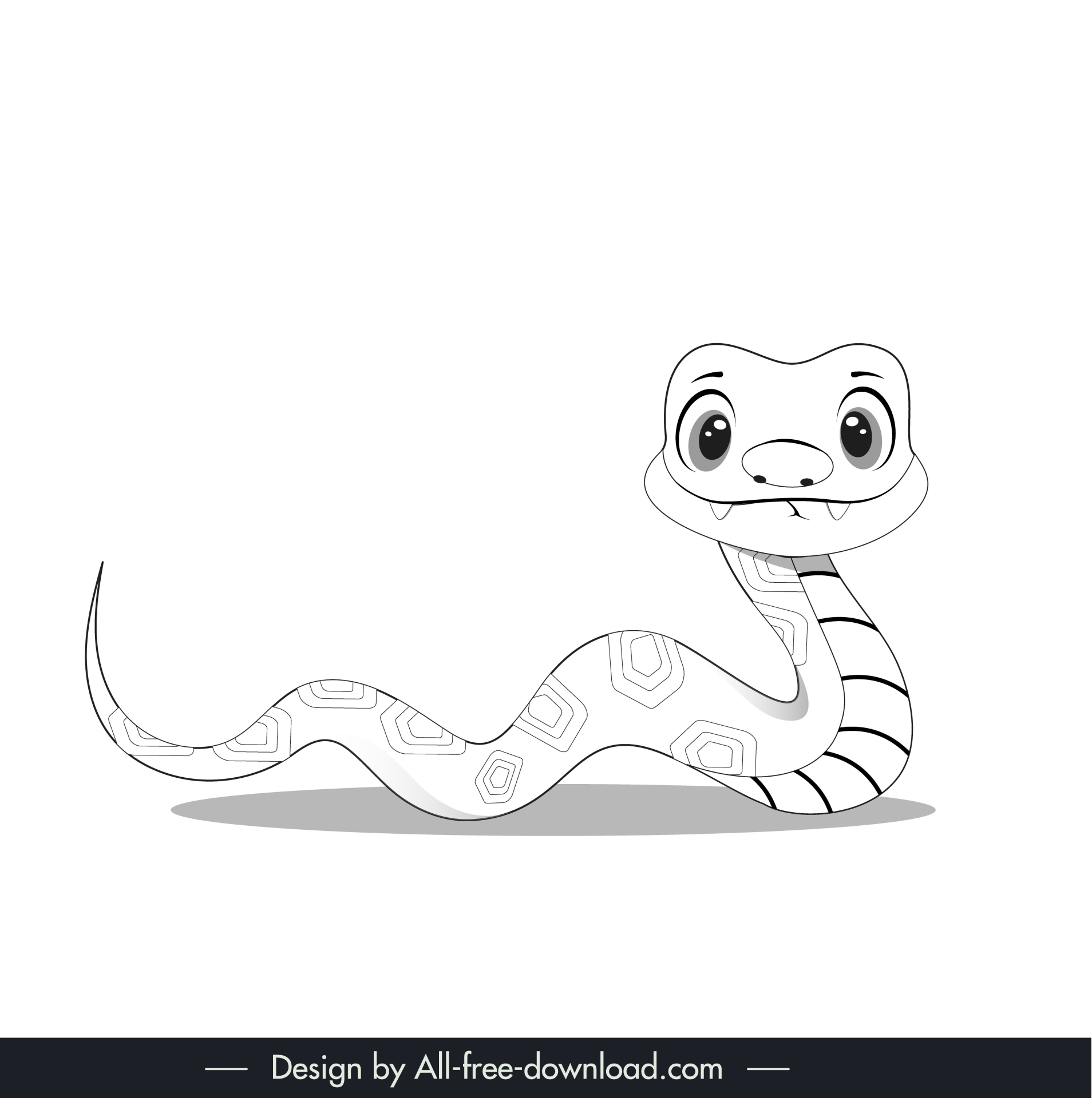  snake species design elements black white handdrawn outline