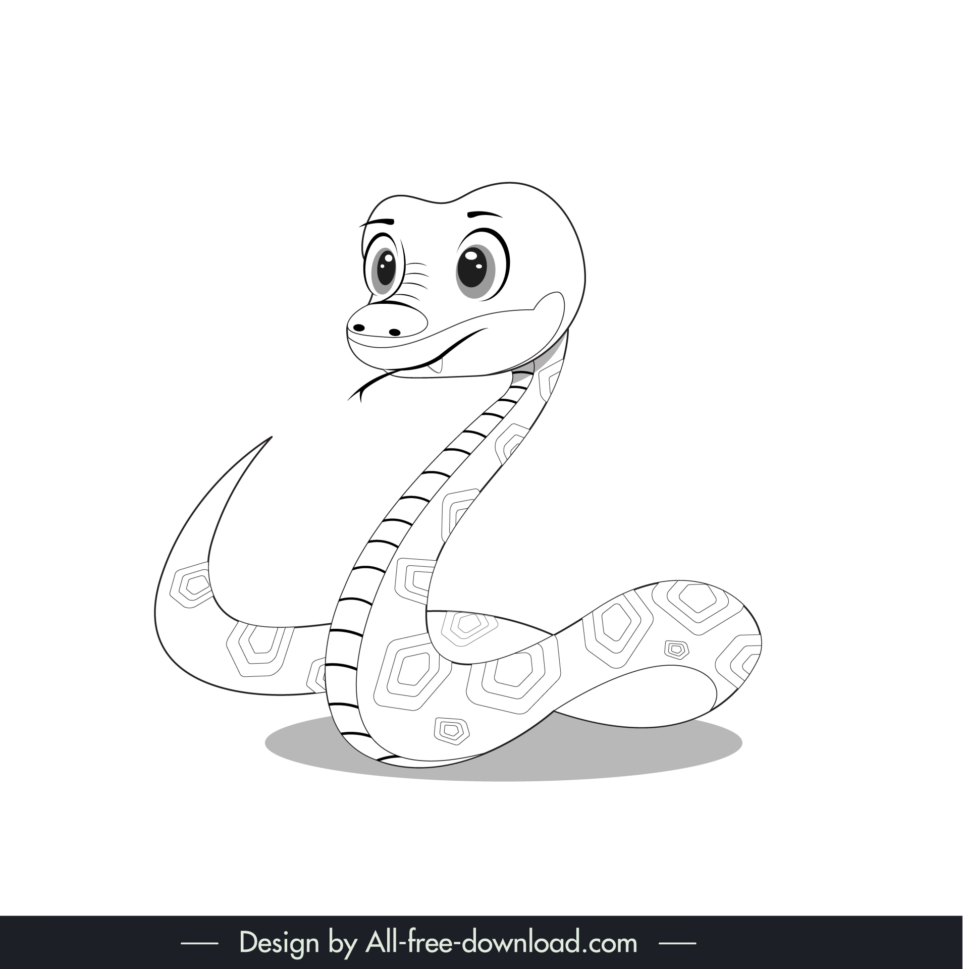  snake animal design elements cute handdrawn outline  