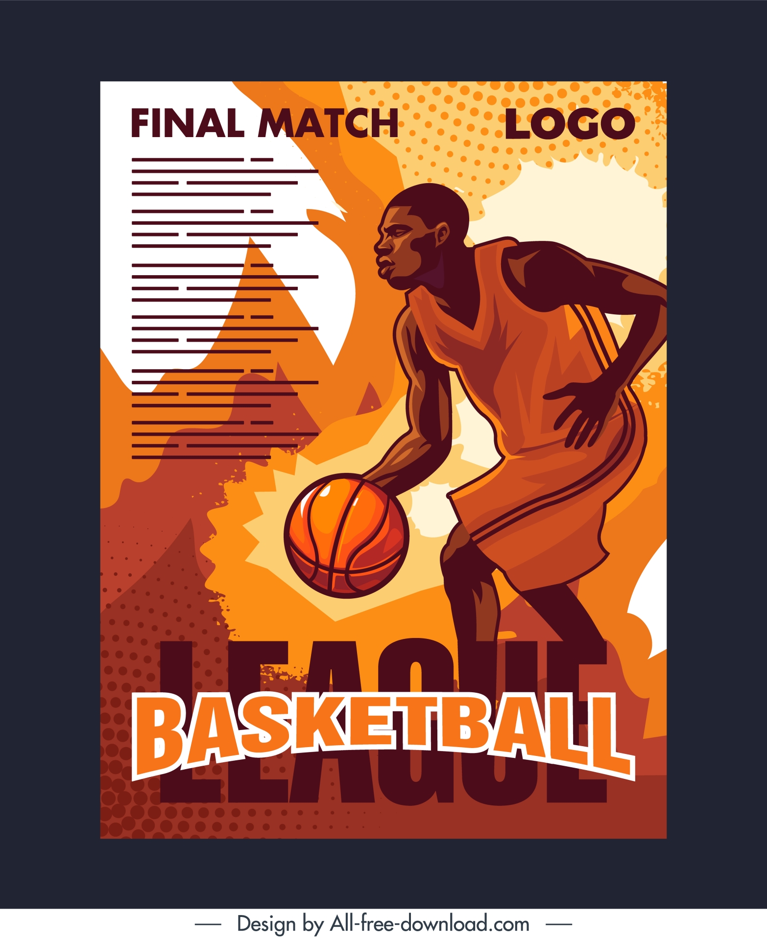 basketball poster template dynamic cartoon player 