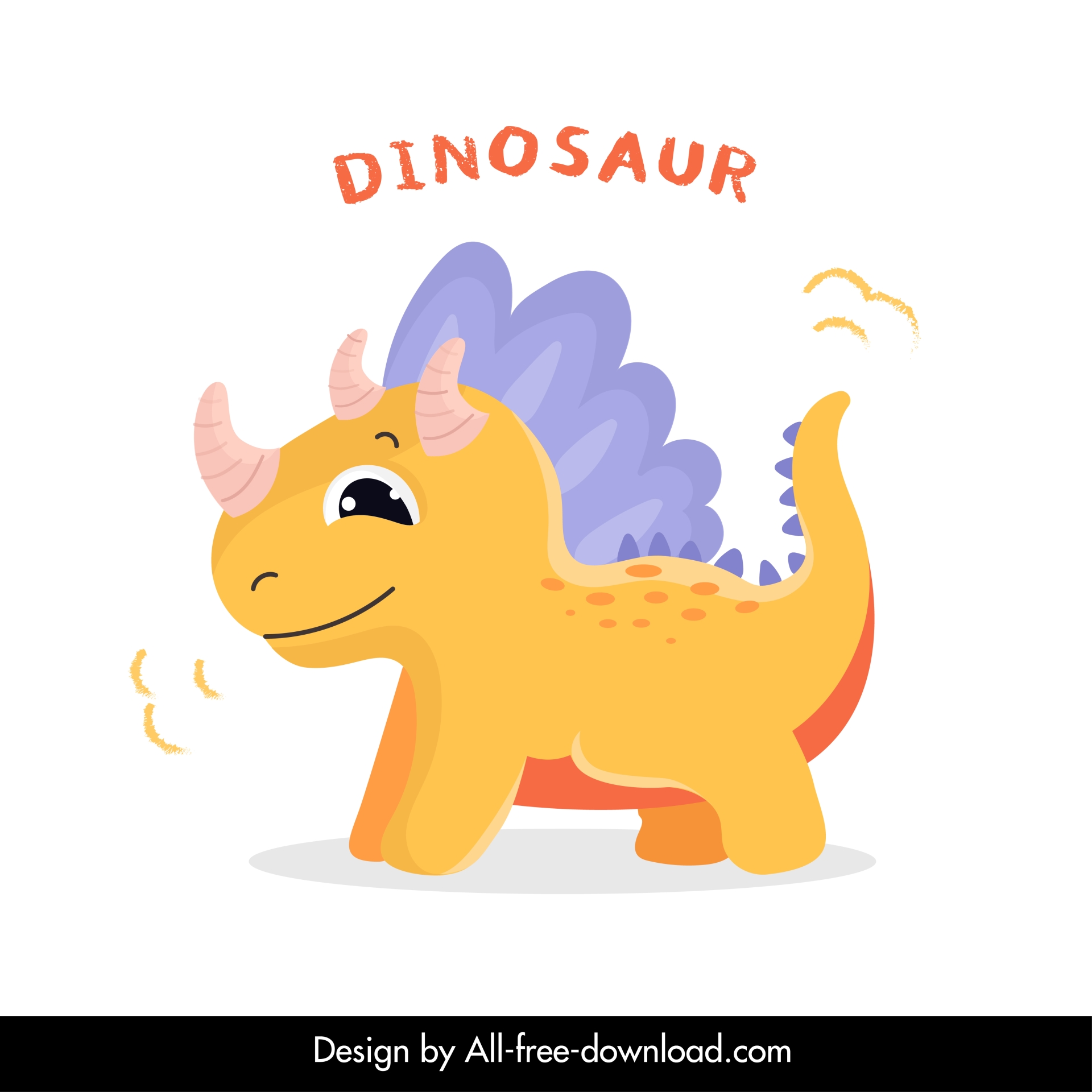 dinosaur design elements cute cartoon Triceratops species