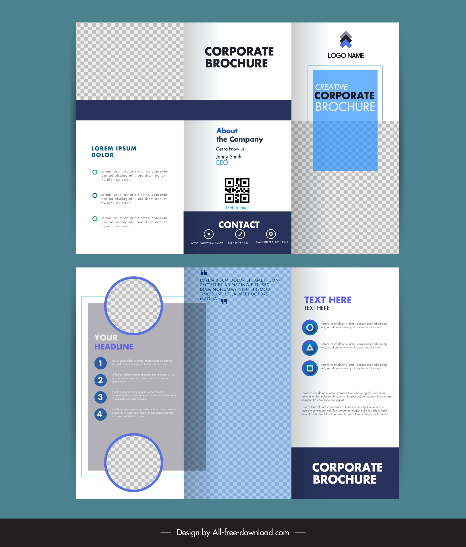 corporate brochure template checkered geometry layout