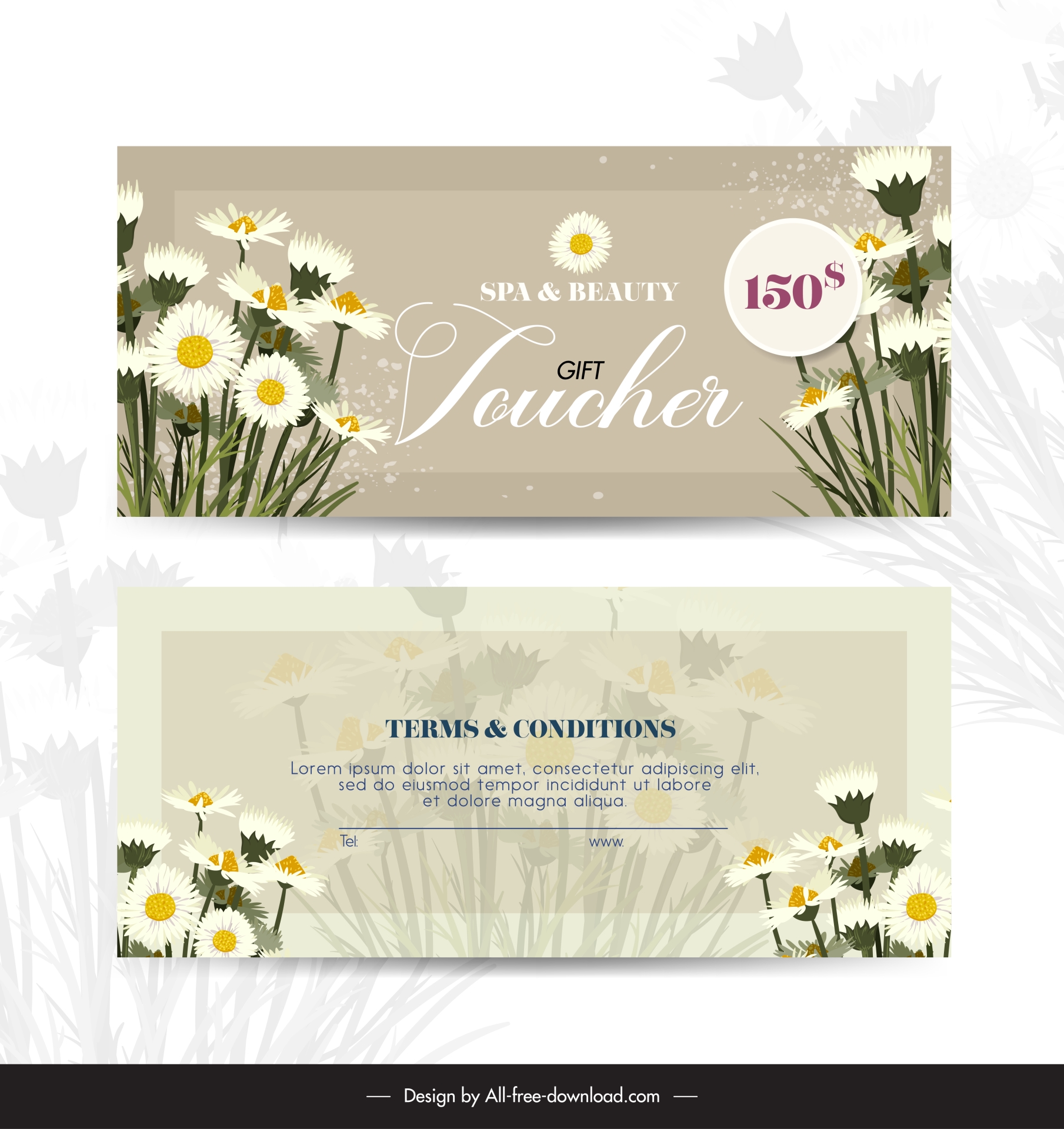 spa voucher template elegant flowers decor