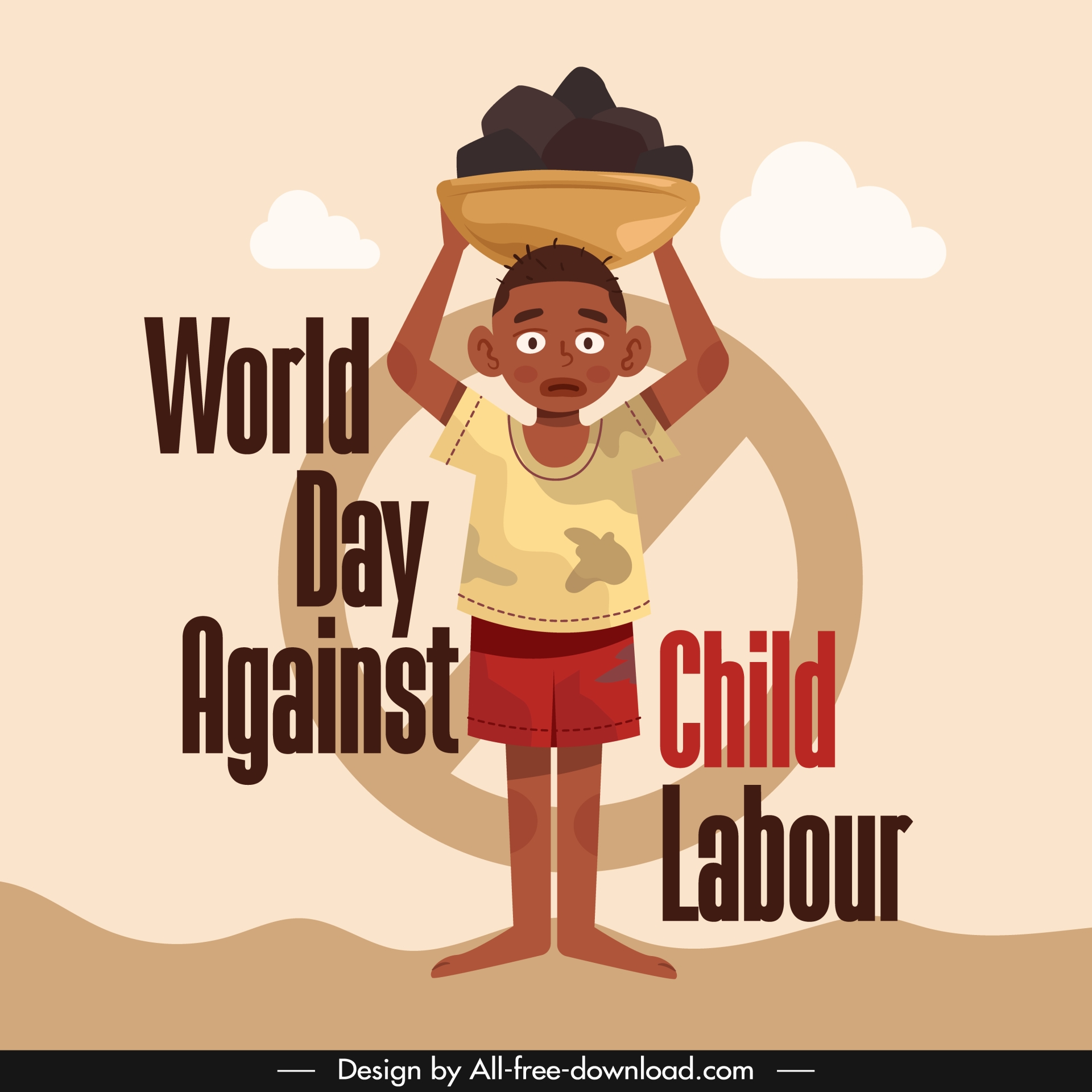 world day against child labour cartoon poor boy