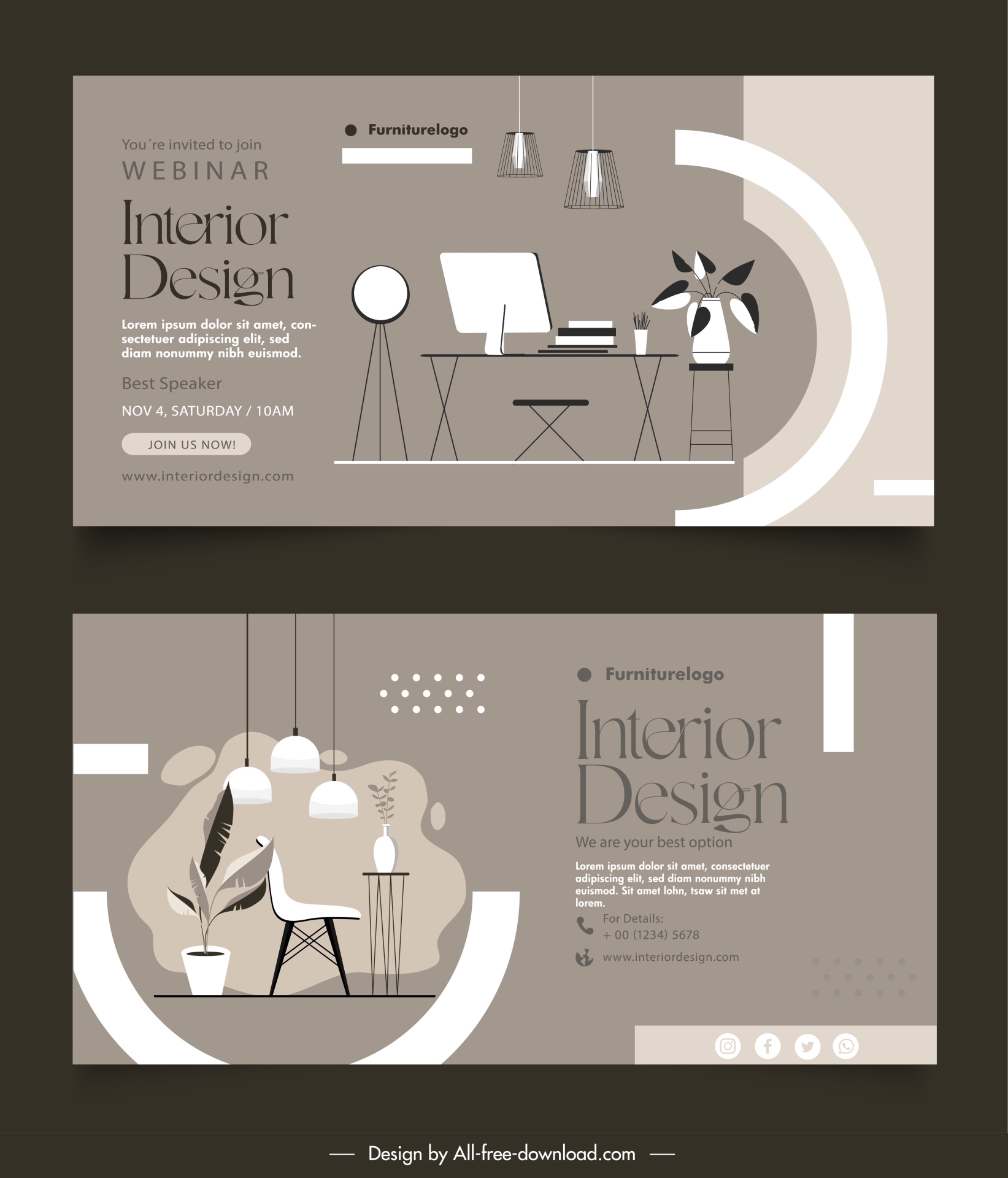 furniture advertising banner flat contrast classic