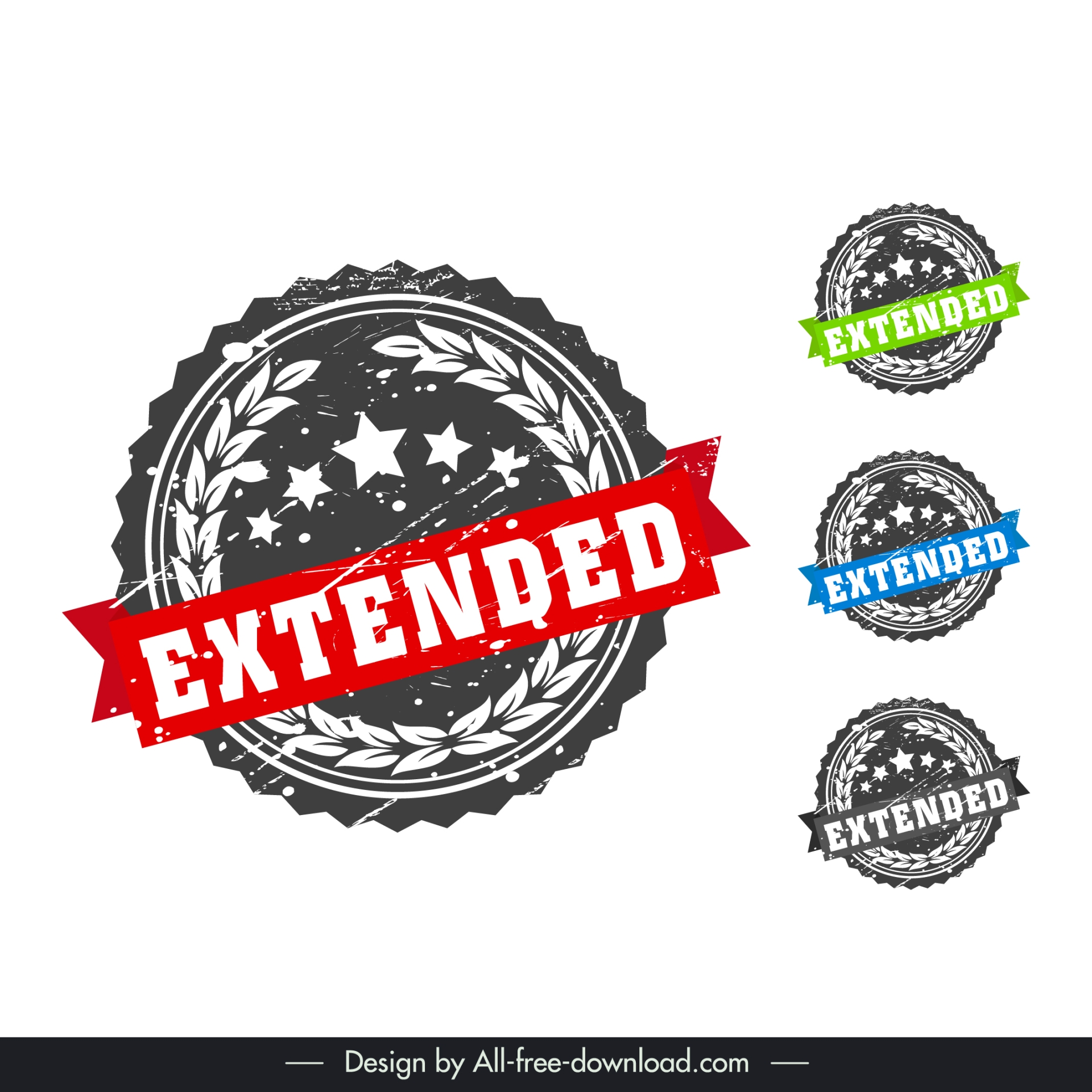 extended stamp template retro stars leaves ribbon decor